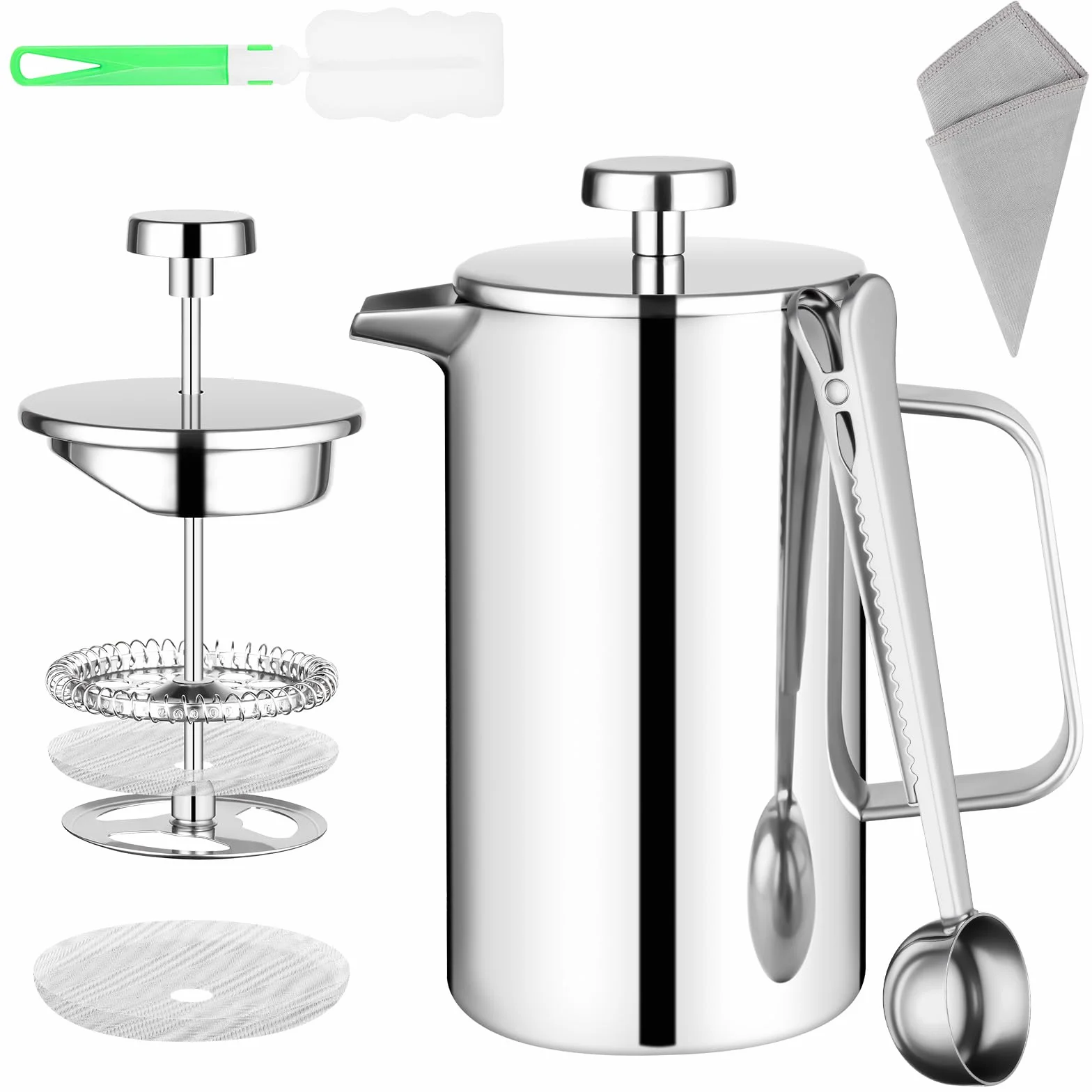 Hotut ekspres do kawy do prasy francuskiej, 350 ml wysokiej jakości prasa francuska z filtrami i metalową łyżeczką do domu, na kemping, w podróż
