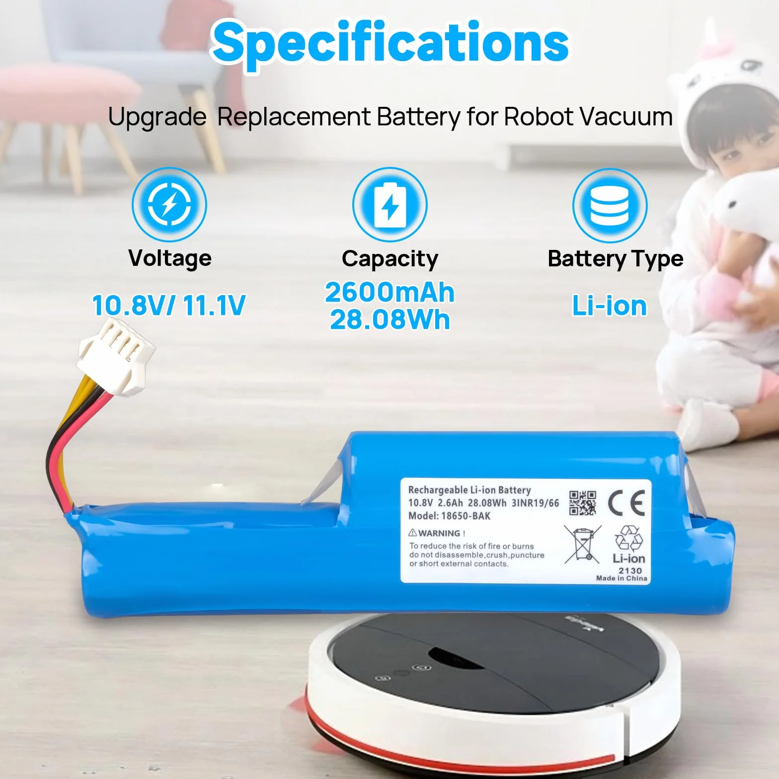 Bateria 2600 mAh kompatybilna z Vileda VR 102, VR One, VR 201 Pet Pro, VR 303