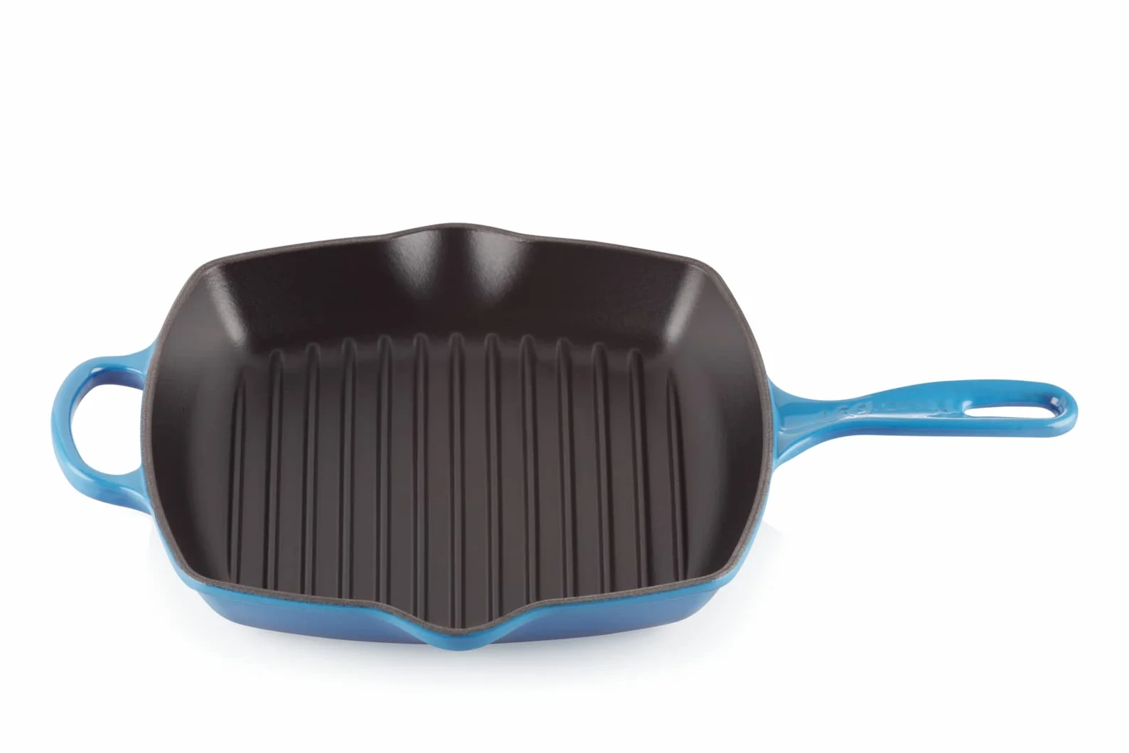 Le Creuset Signature Emaliowana Żeliwna Patelnia Grillowa z Uchwytem Pomocniczym i Dwiema Ustami, do Wszystkich Rodzajów Kuchenek i Piekarników, 26 cm, Azure, 20183262200422
