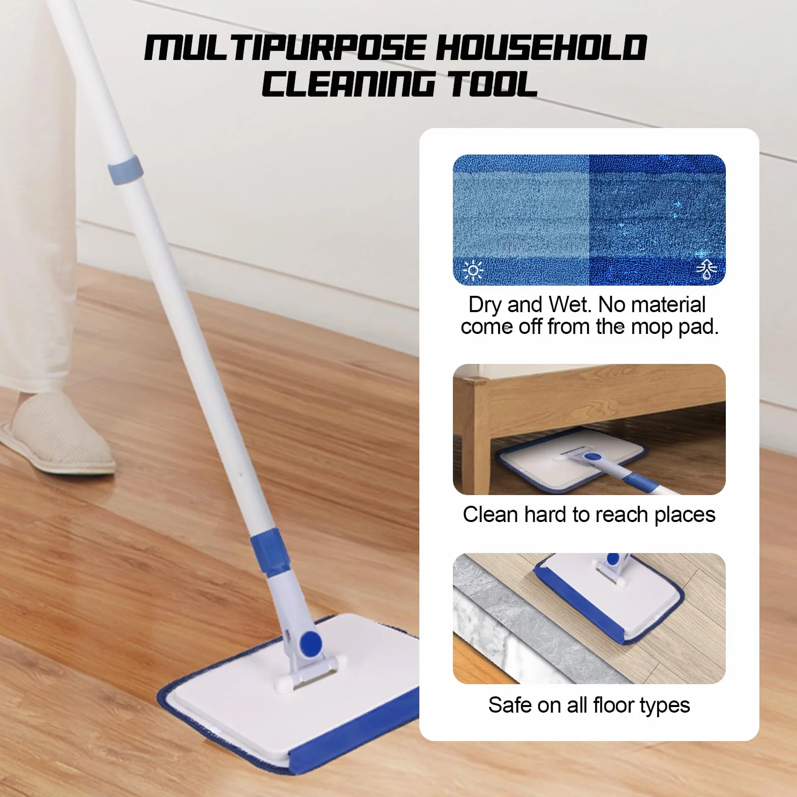 Myjka do płytek z aluminiową rączką 152 cm, urządzenie do czyszczenia ścian, mop do okien teleskopowy, zestaw 6