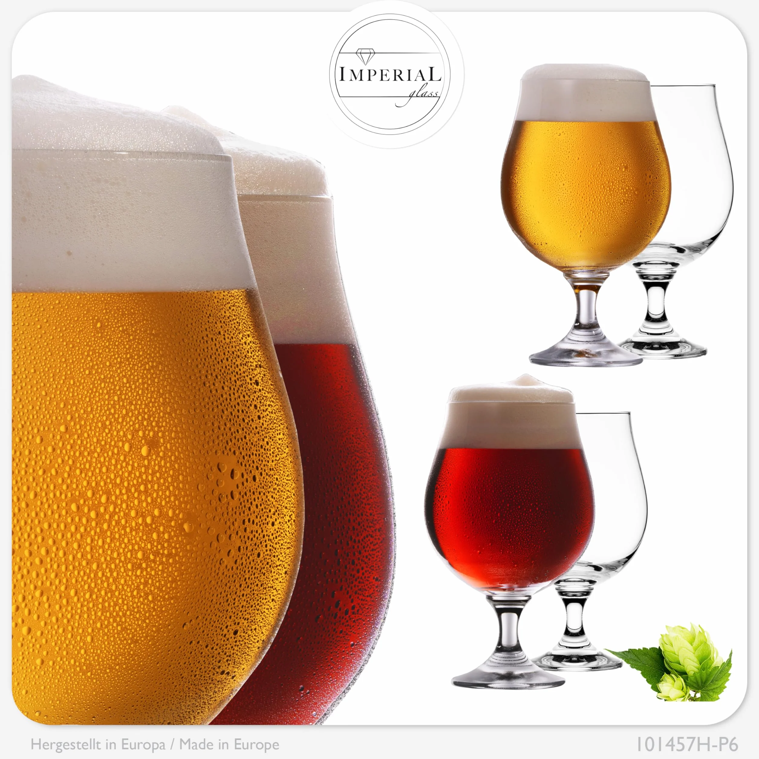 Puchary piwa 500 ml (maks. 650 ml) zestaw 6-częściowy zestaw szklanek do piwa ze szkła kryształowego 0,5 l tulipany do piwa nadają się do mycia w zmywarce