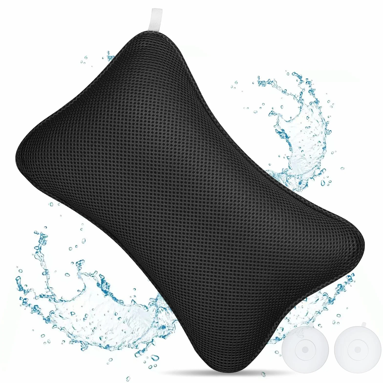 Flintronic Poduszka łazienkowa ergonomiczna oddychająca z siatki do wanny na głowę szyję ramiona plecy czarna