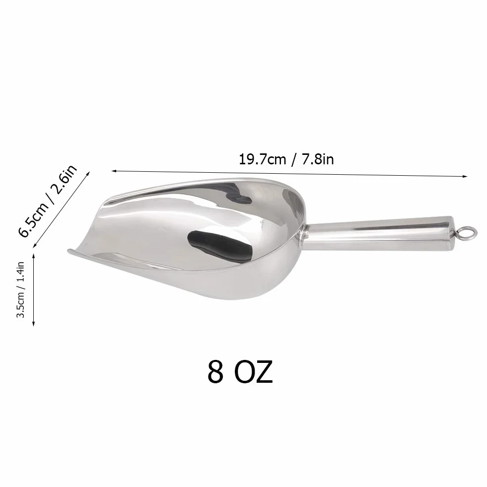 Wielofunkcyjna łopatka do lodu ze stali nierdzewnej, ziarna kawy, suszonych owoców, łopata, kostka, odlewane aluminiowe miarki, do zamrażarki, fasoli, cukierków, mąki, popcornu, 230 ml