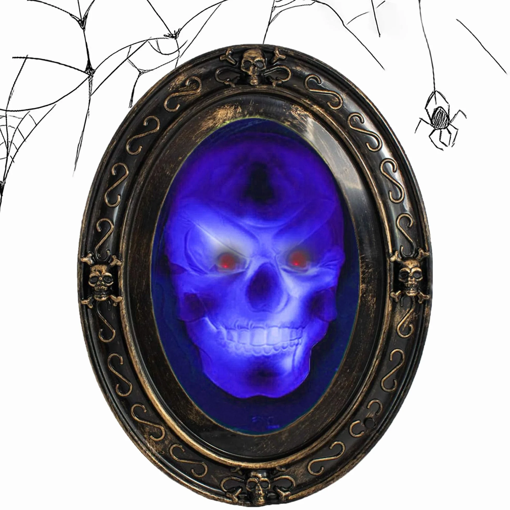 Owalne Nawiedzone Lustro Halloween z Czujnikiem Ruchu Dźwięk Obraz Czarno-Złote