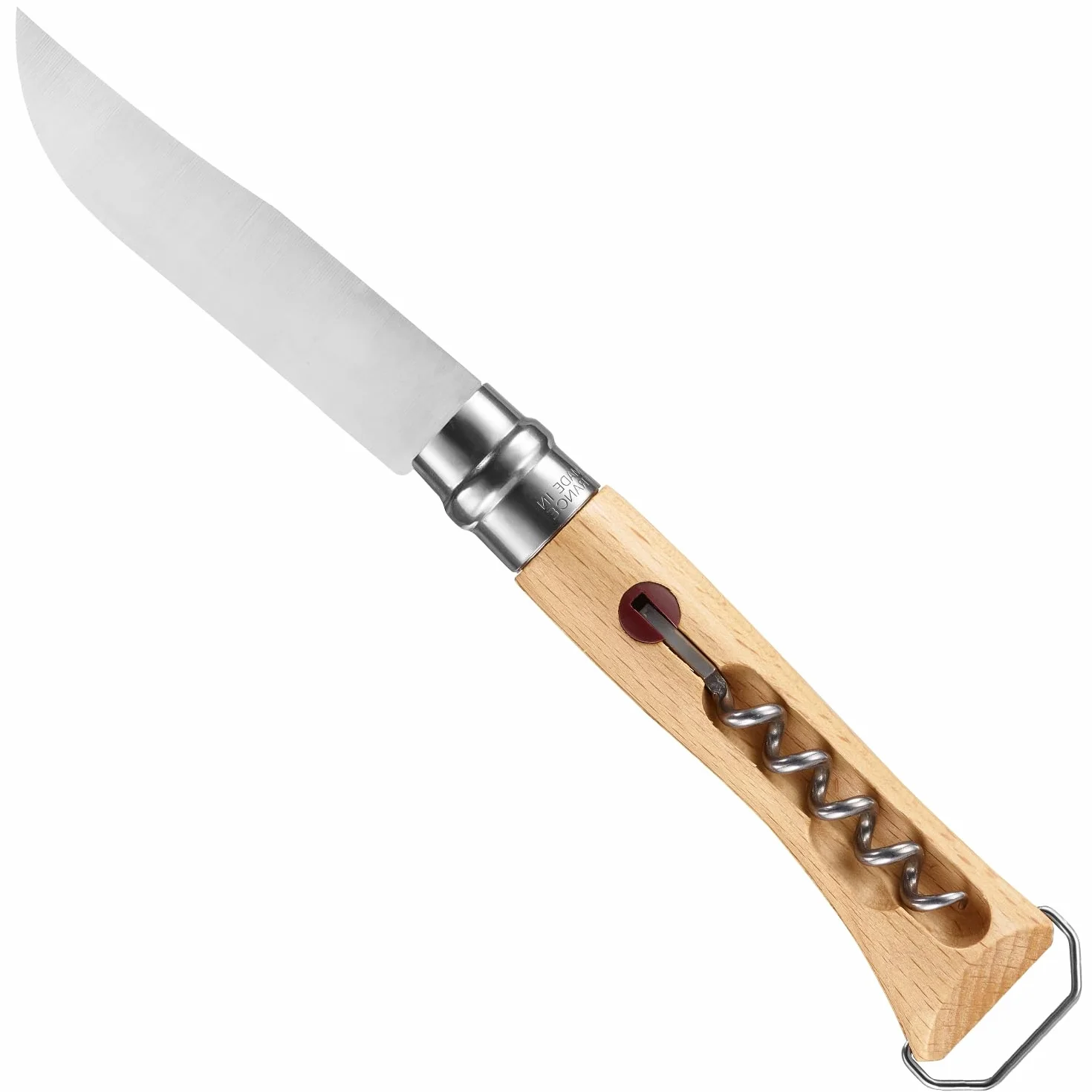 Opinel Scyzoryk nr 10, z korkociągiem i podnośnikiem do kapsli, ze stali nierdzewnej, z uchwytem bukowym, długość ostrza: 10 cm, 254651, brązowy