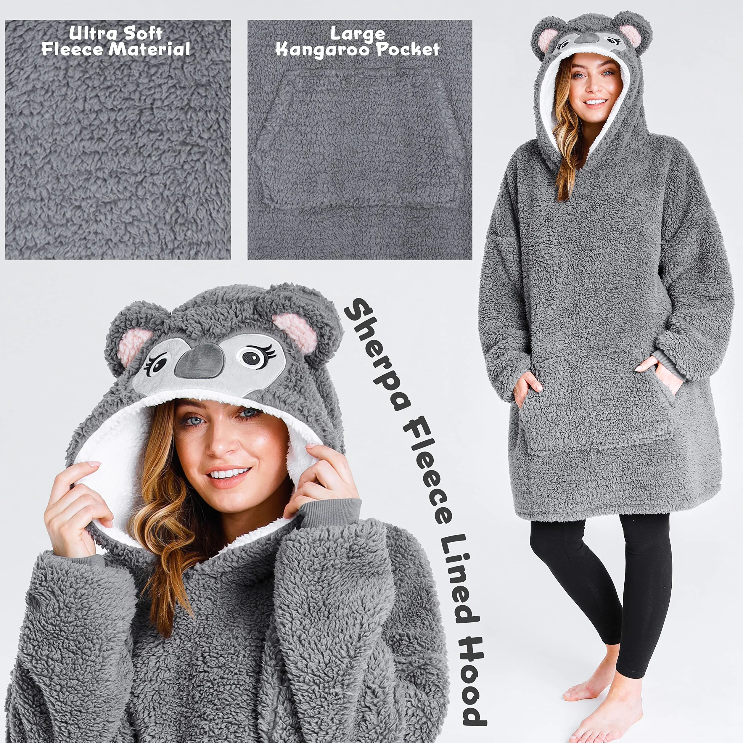 CityComfort Koc z kapturem oversize polarowy z rękawami dla kobiet i mężczyzn