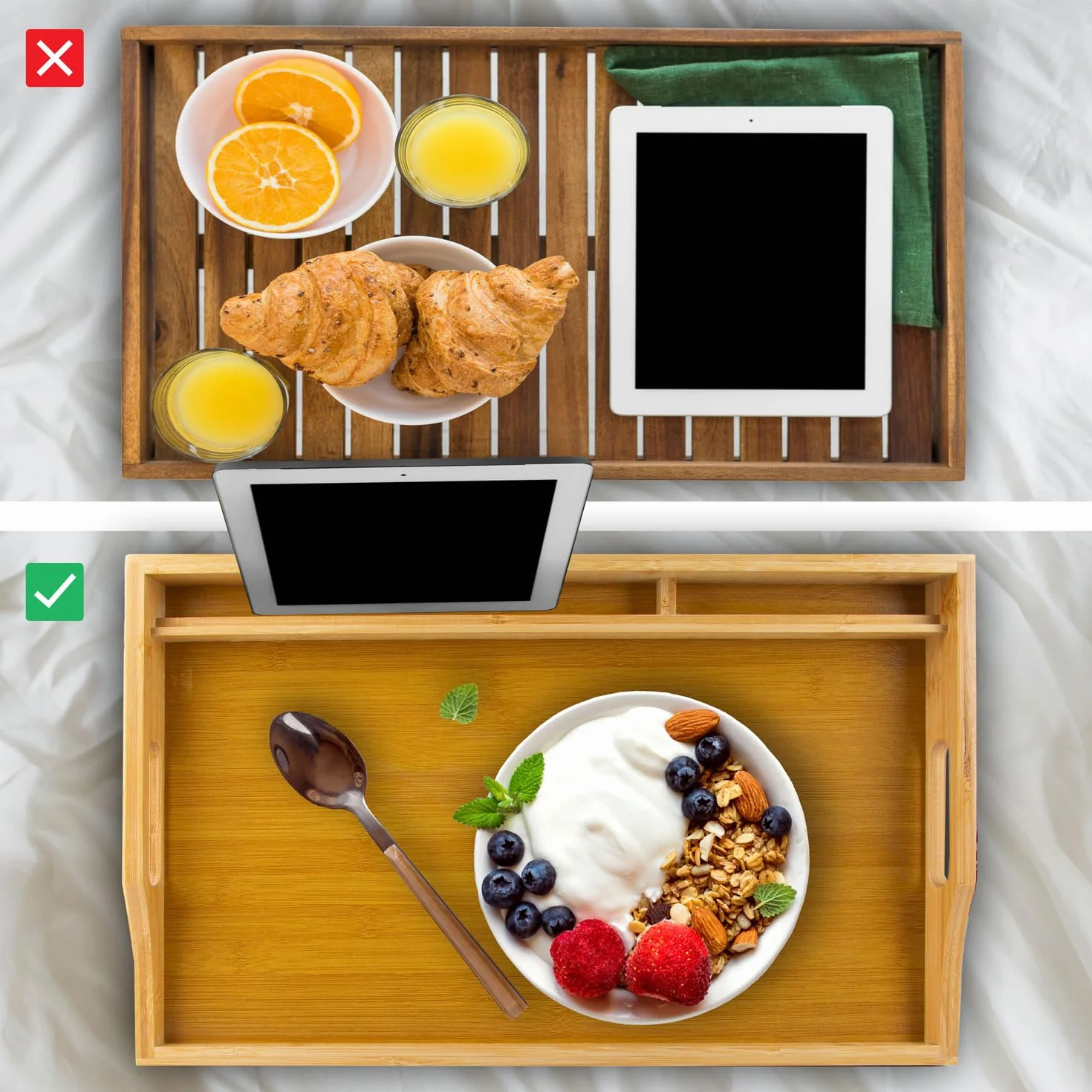 Taca śniadaniowa bambusowa ze składanymi nogami stolik do łóżka Deluxe