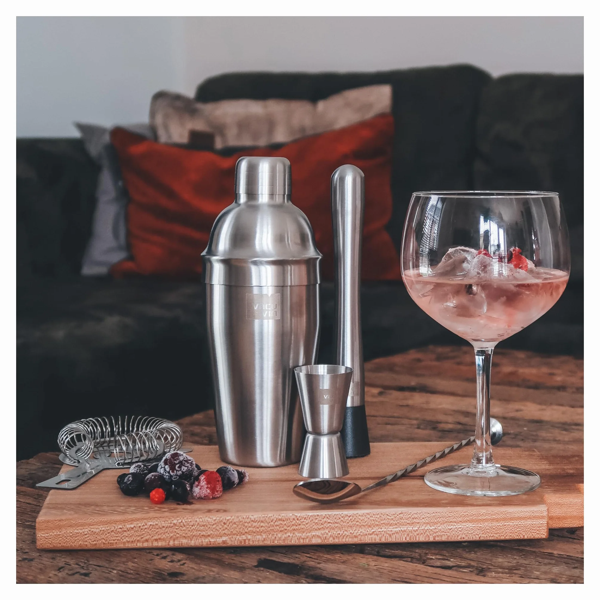 Vacu Vin Muddler koktajlowy, silikon, srebrny, 20 cm