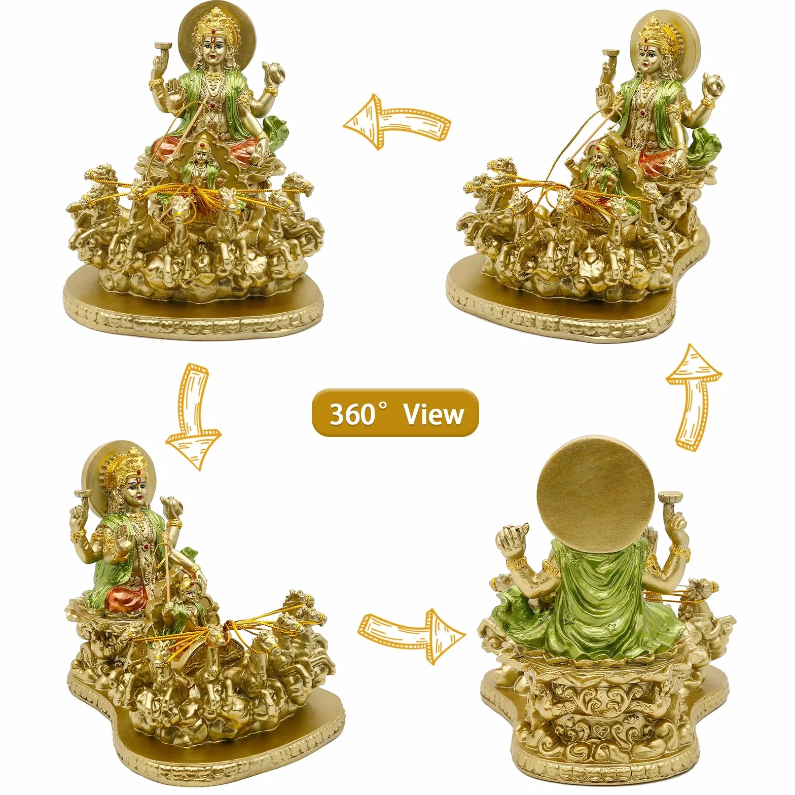 Hinduski bóg lord Surya słońce rzeźba - Indie religijne prezenty rękodzieło indijski bóg suryadev figurka hinduizm murti dom mandir świątynia Pooja przedmiot Diwali ślub powrót prezent Alatr joga wystrój pokoju