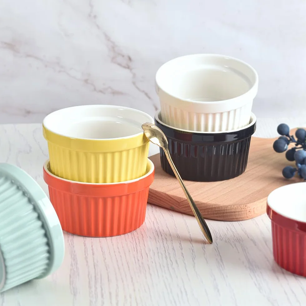 homEdge Zestaw porcelanowych ramekinów 240 ml 8 uncji miska do lodów kremowa brûlée do pieczenia 6 sztuk