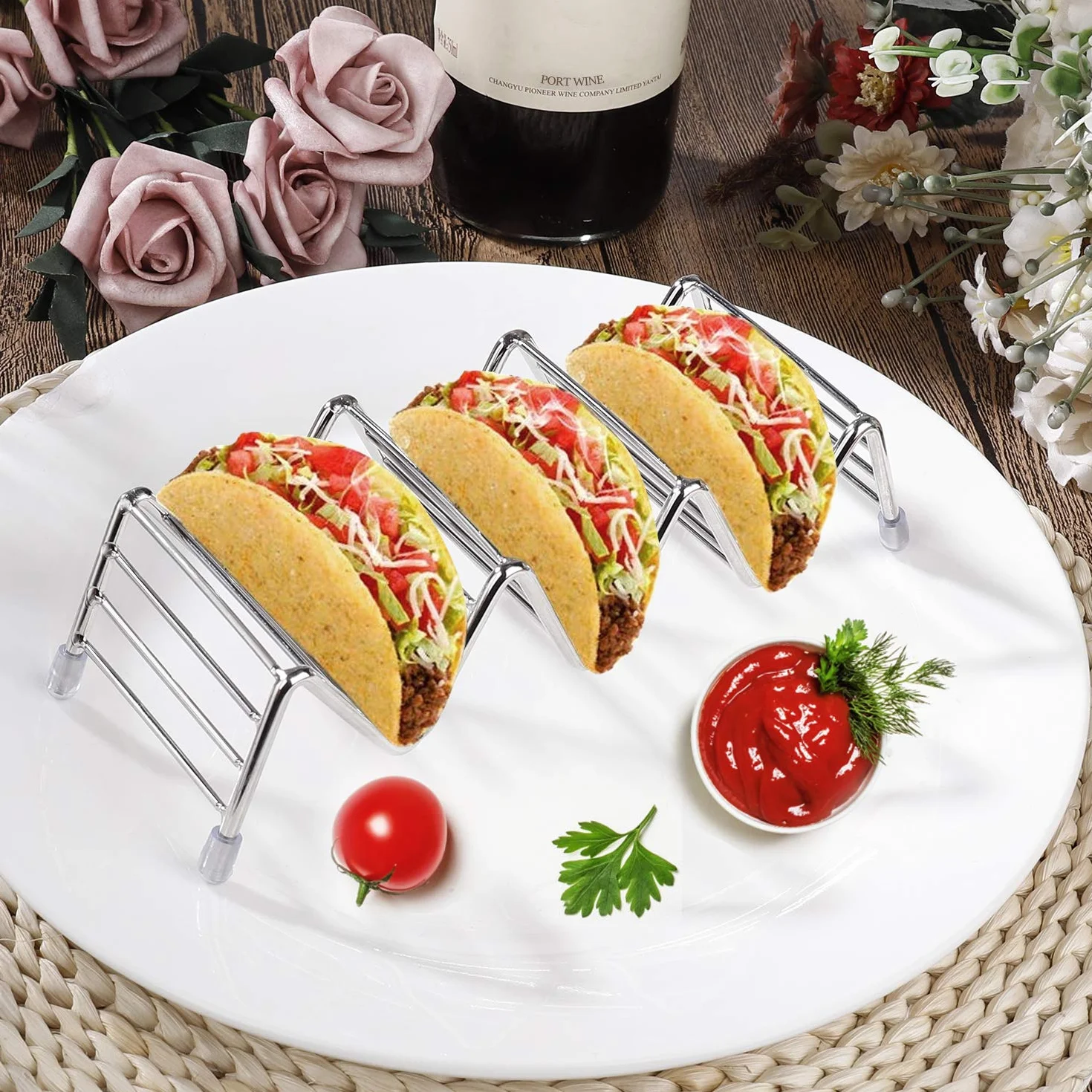 Uchwyt kołka ze stali nierdzewnej w kształcie fali do twardych lub miękkich naczyń Shell, Hot Dog Tacos 2 szt