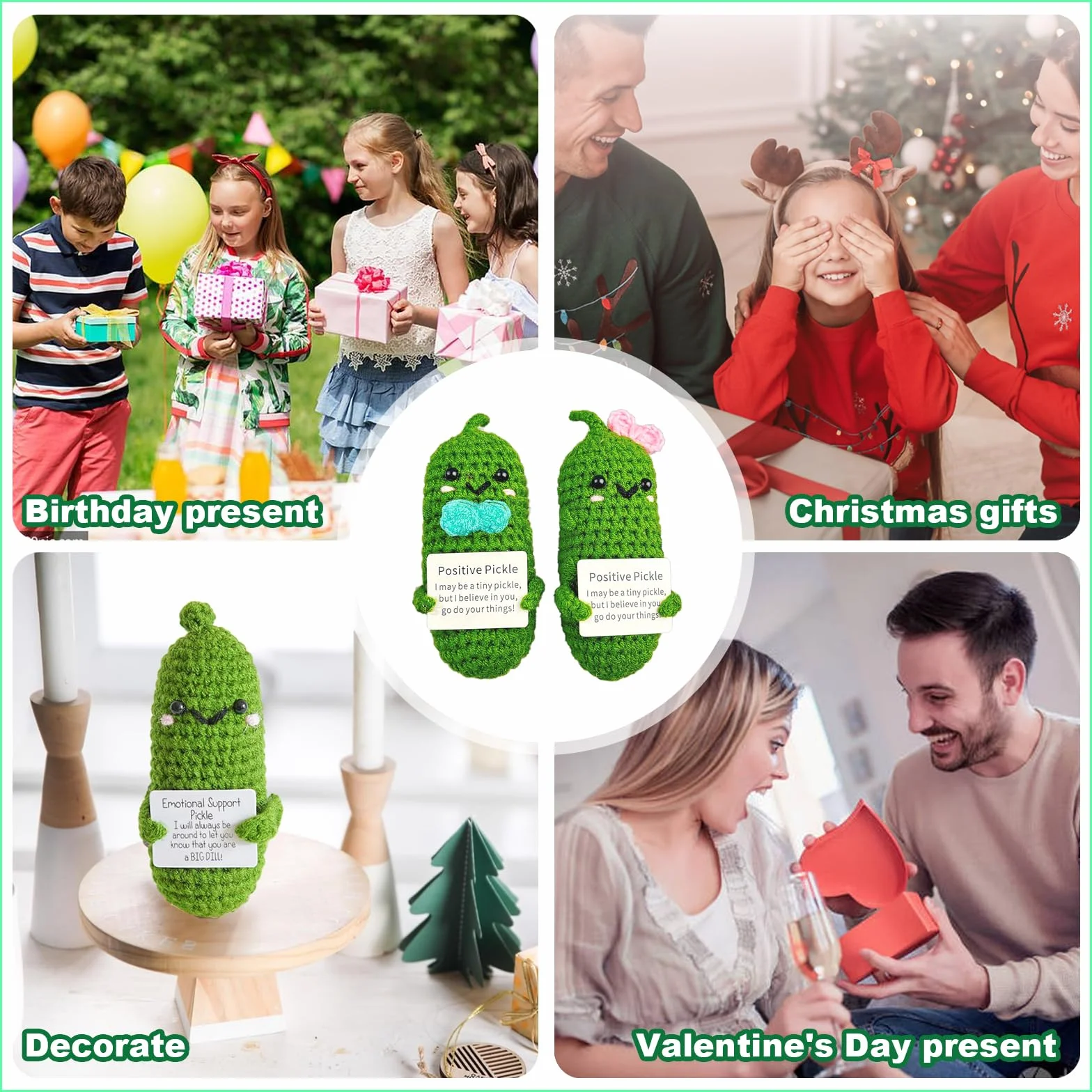 2 szt. Emotional Support Pickle, Mini Potato Positive Zabawna Lalka, Śliczna Mini Pozytywna Ziemniak Lalka Ziemniaków, Kreatywna Wełna Dzianinowa Lalka Ziemniaczana, Śmieszne Prezenty