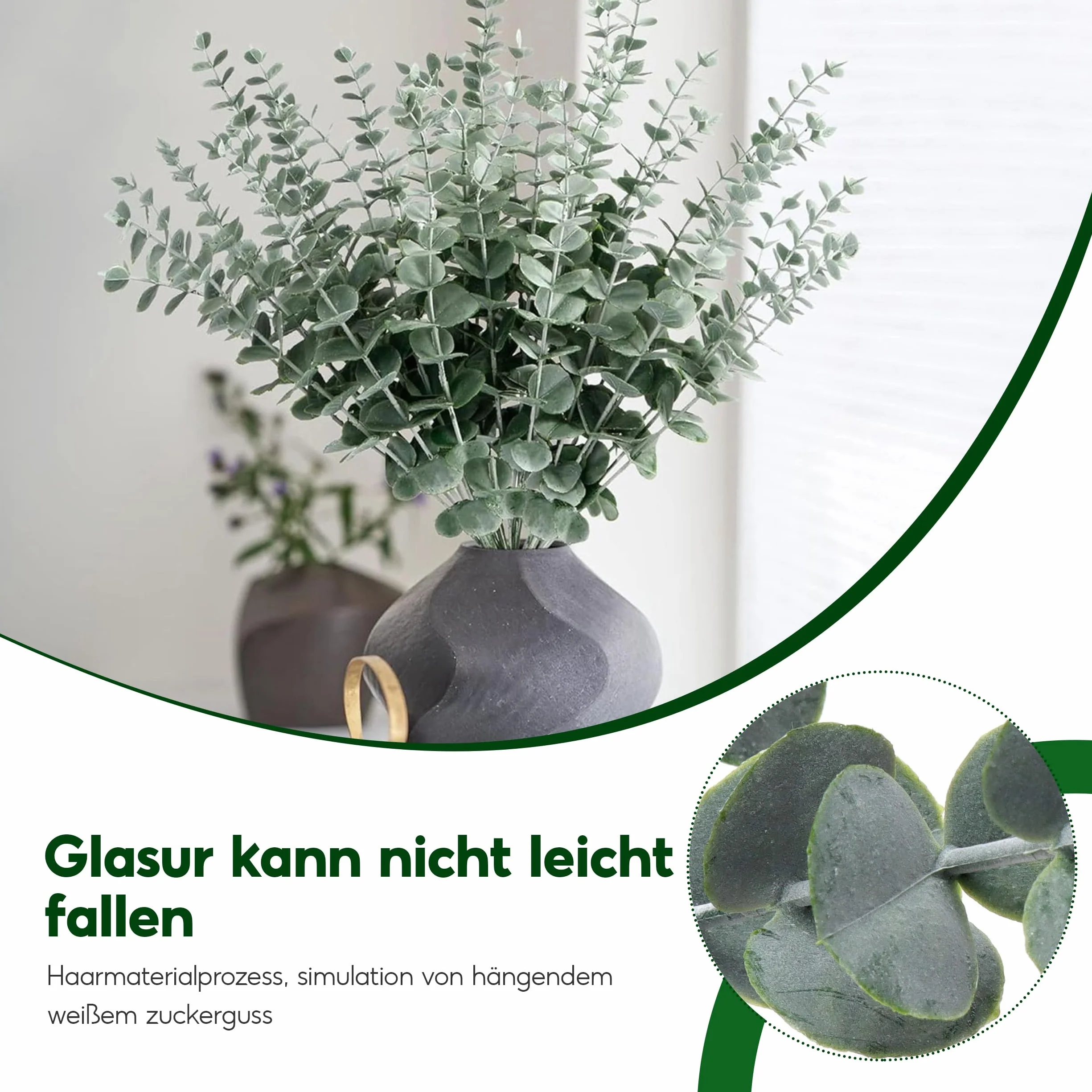 30 sztuk sztucznych liści eukaliptusa, dekoracja na wesele, imprezę, do domu, jako dekoracja stołu, do aranżacji kwiatowych (38 cm)
