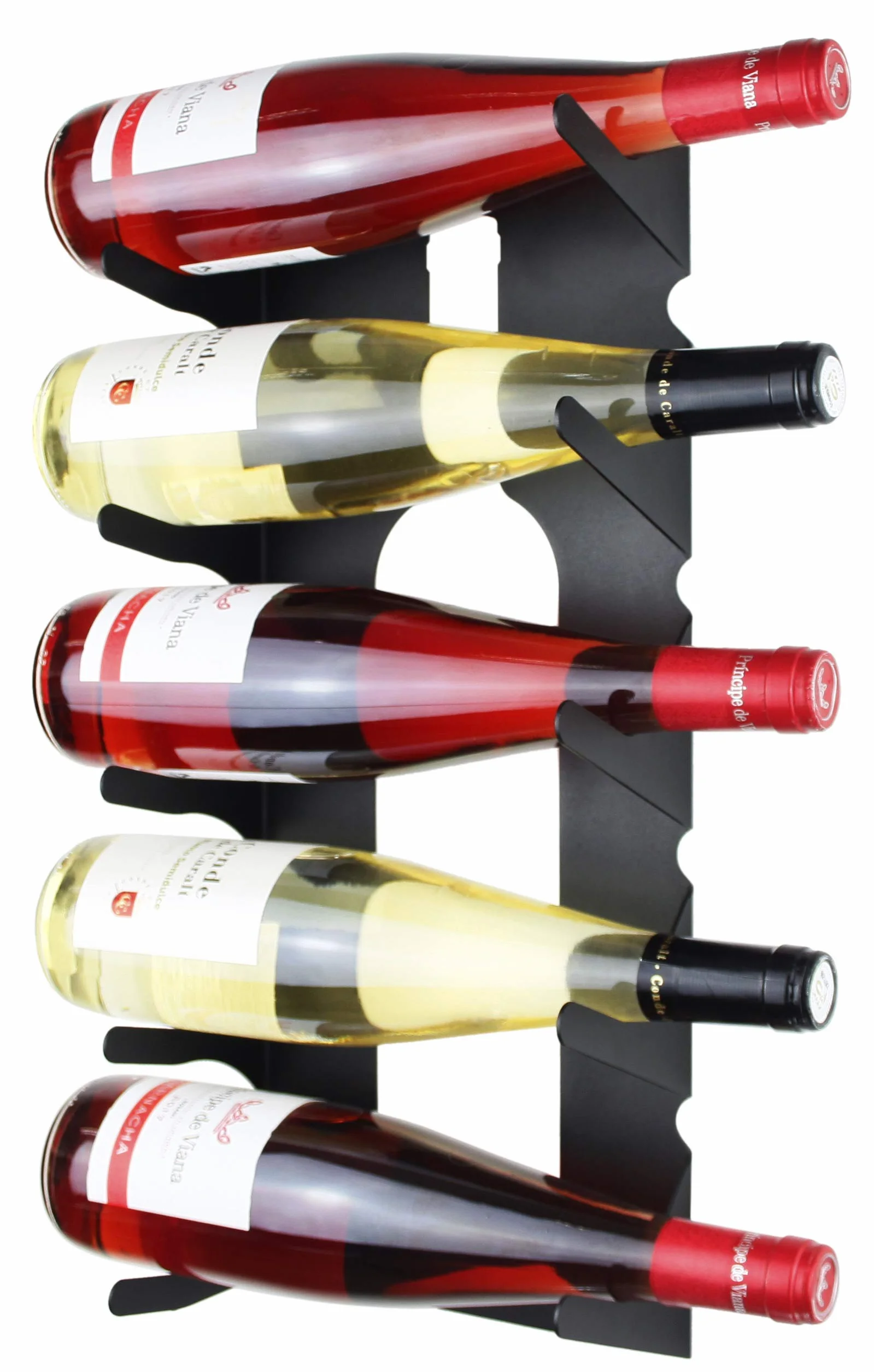 Regał na wino ze stali, mocowanie ścienne, 2 sztuki, czarny