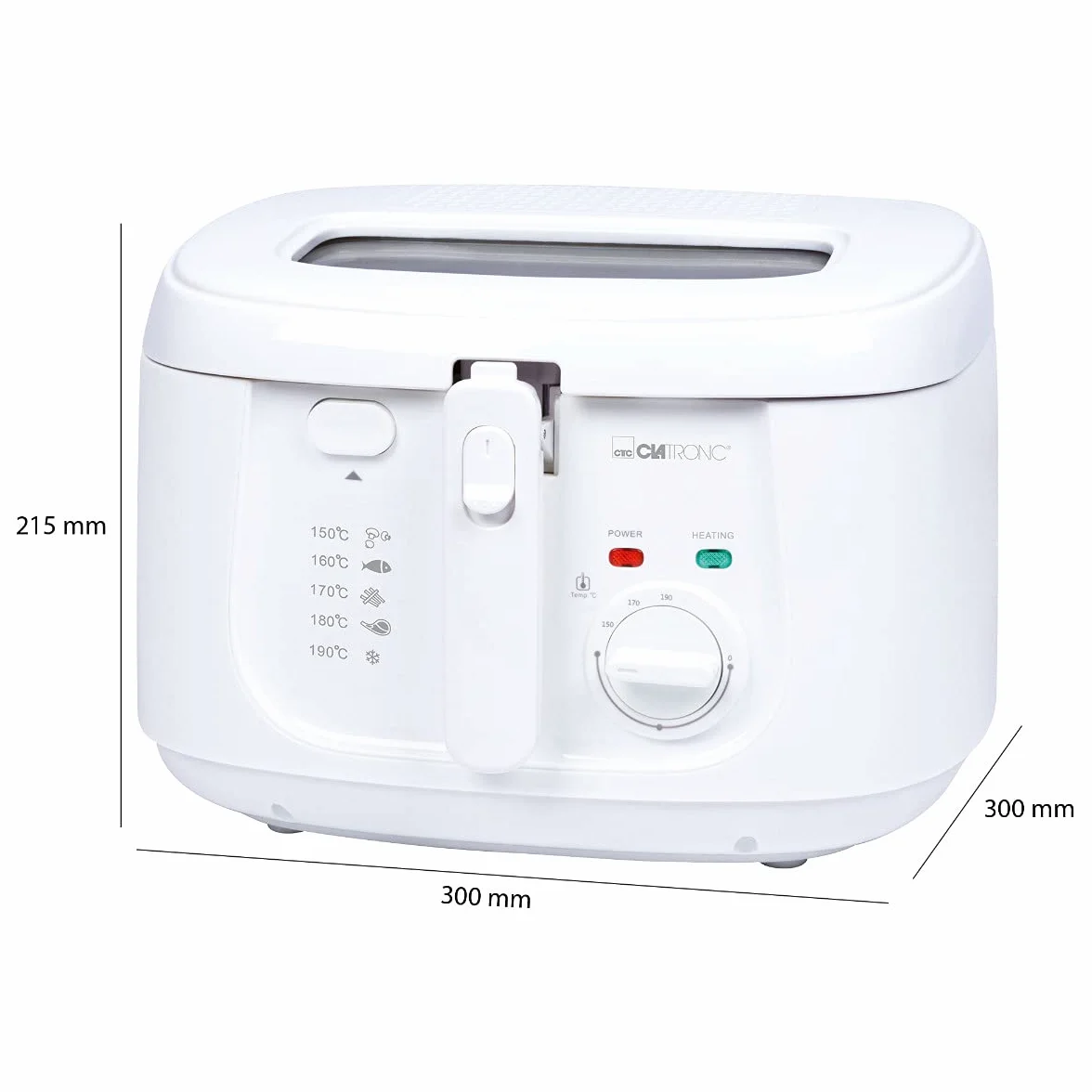 Clatronic® Frytkownica o pojemności 2,5 l, frytkownica z tłuszczem, olej do frytkownicy z filtrem zapachowym i oparami tłuszczu, nieprzywierającym pojemnikiem na olej, bezstopniowo regulowany