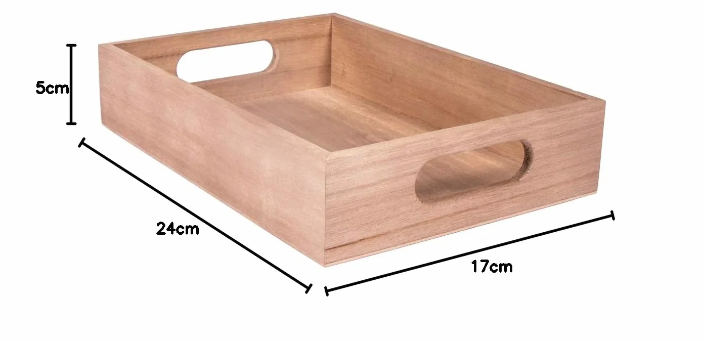 Rayher Drewniana taca 24 x 17 x 5 cm z uchwytami drewno topolowe FSC naturalna