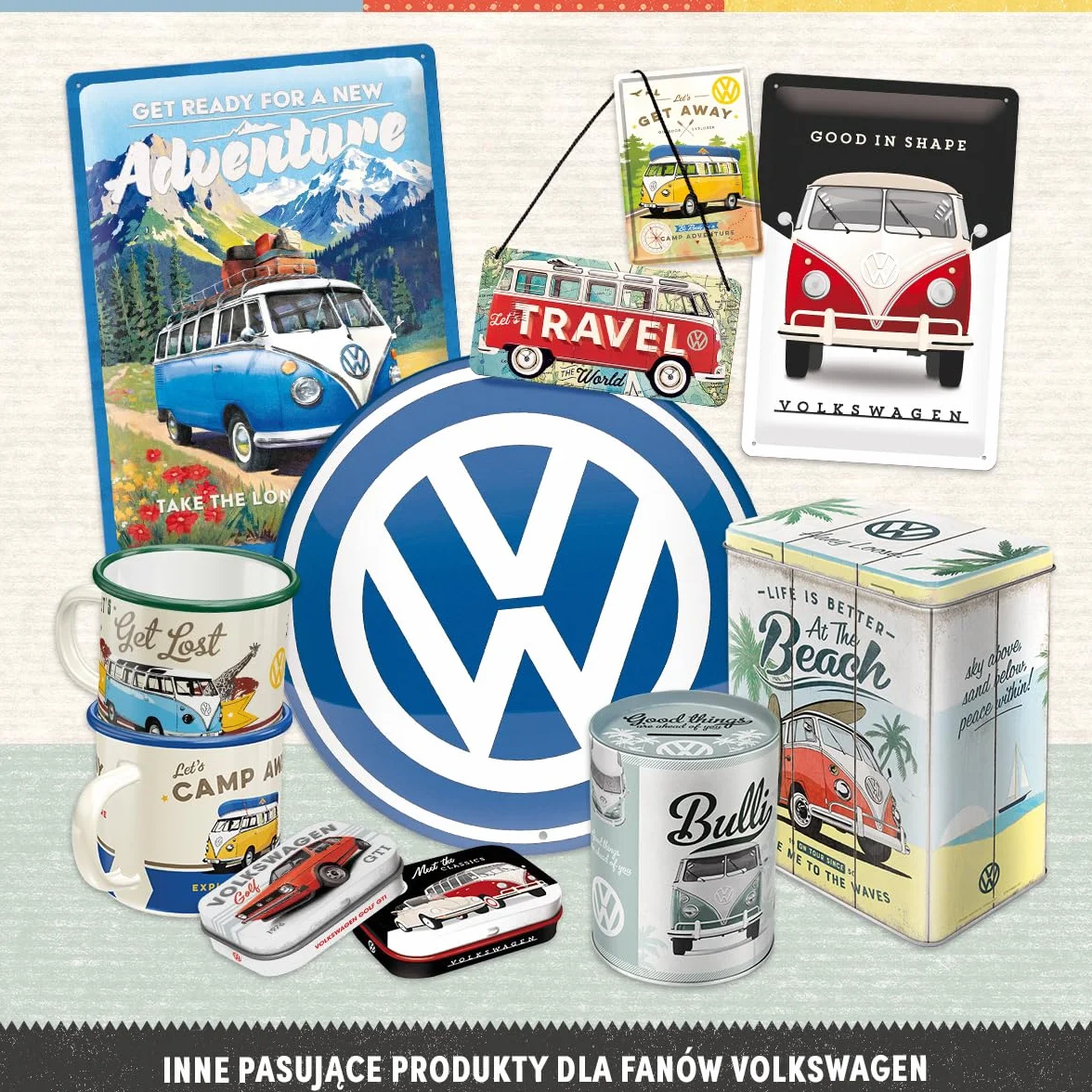 Nostalgic-Art Retro puszka na herbatę, 100 g, VW Bulli – Let's Get Lost – Pomysł na prezent dla miłośnika Volkswagena Busa, Official License Product (OLP), metalowy pojemnik na herbatę, Styl vintage