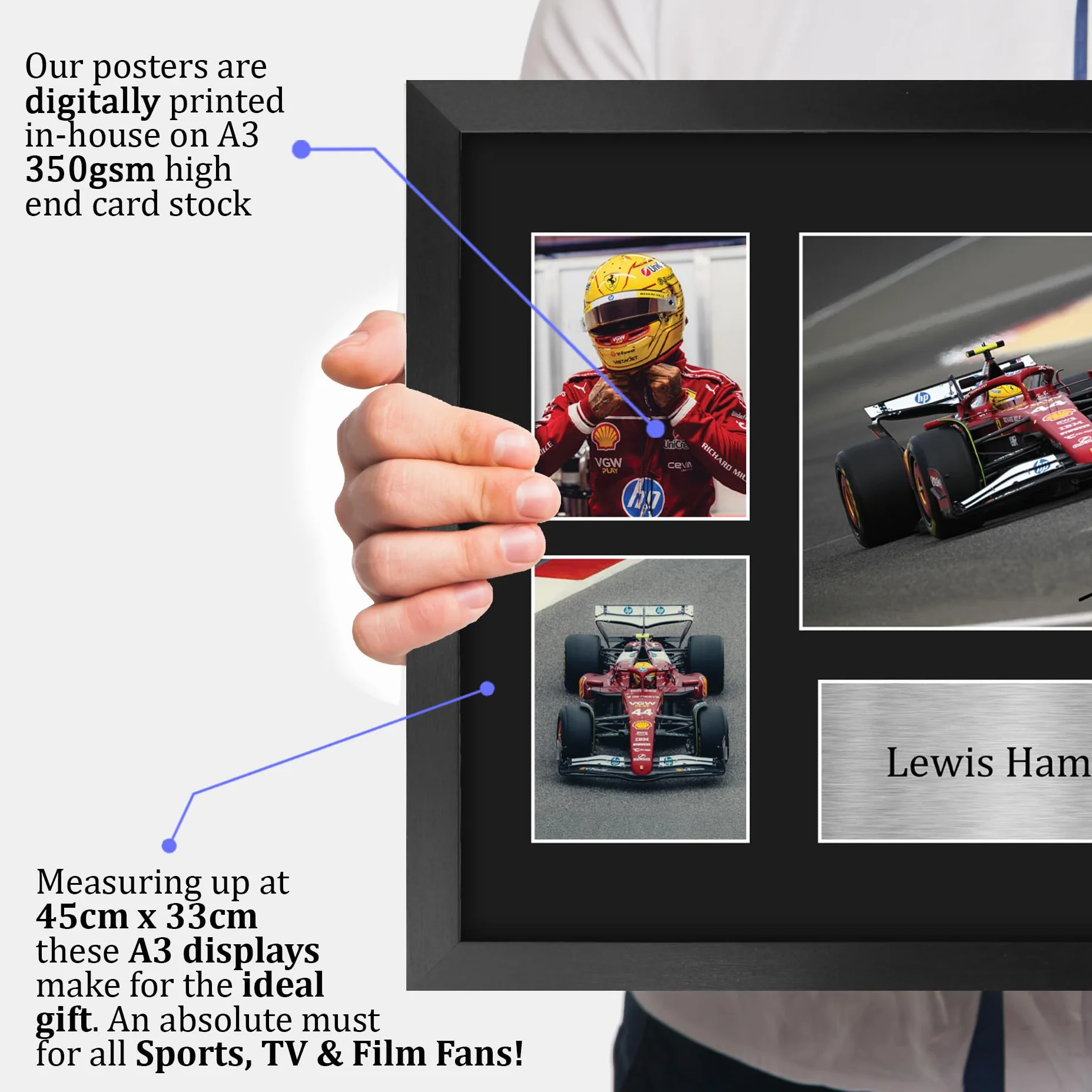 HWC Trading Lewis Hamilton Ferrari Podpisane Zdjęcie Z Autografem A3 Oprawione F1
