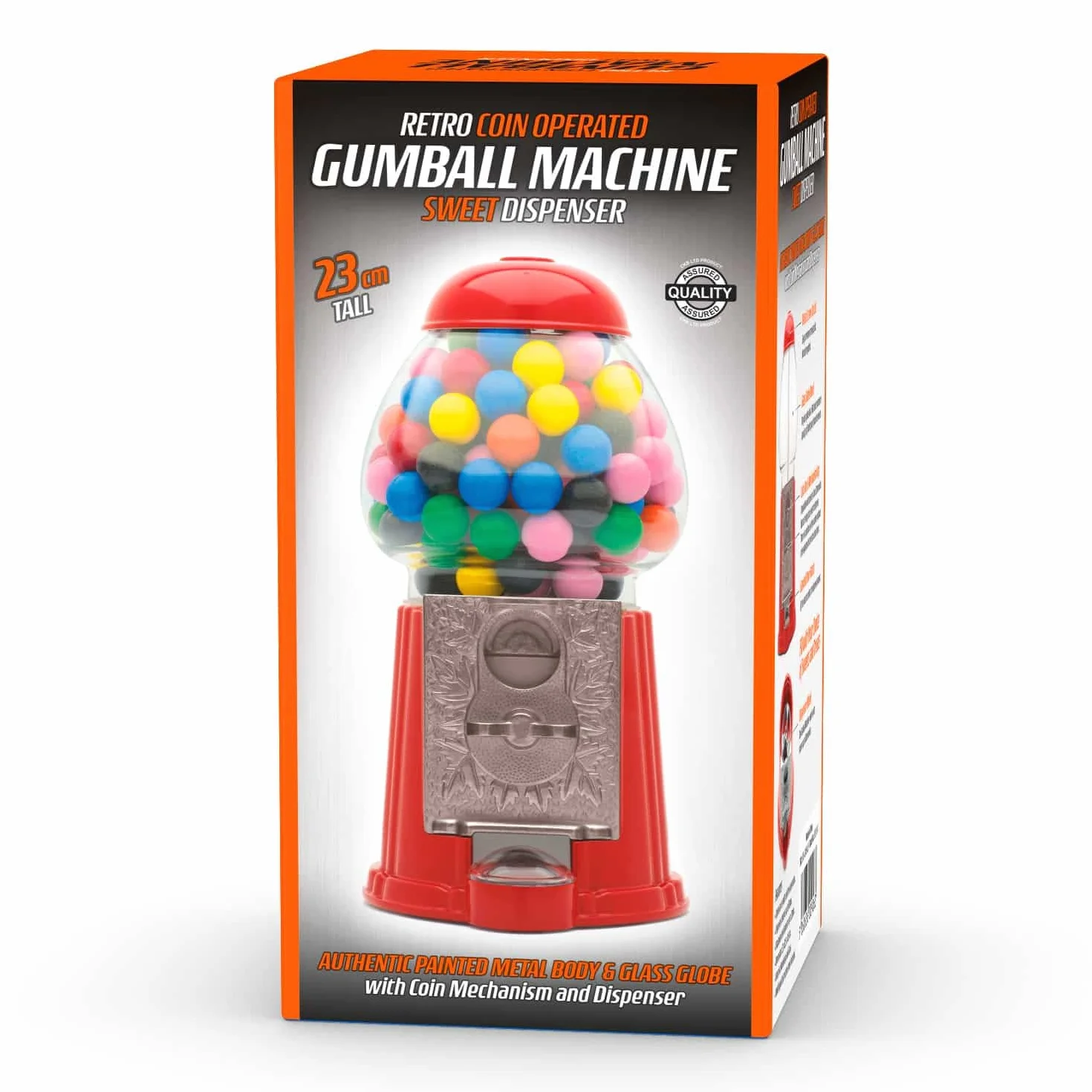 CKB LTD Gumball maszyna retro dozownik słodyczy do przechowywania skarbonka skarbonka na monety oszczędność wys. 23 cm czerwony (mały rozmiar 23 x 12,5 x 11,5 cm)