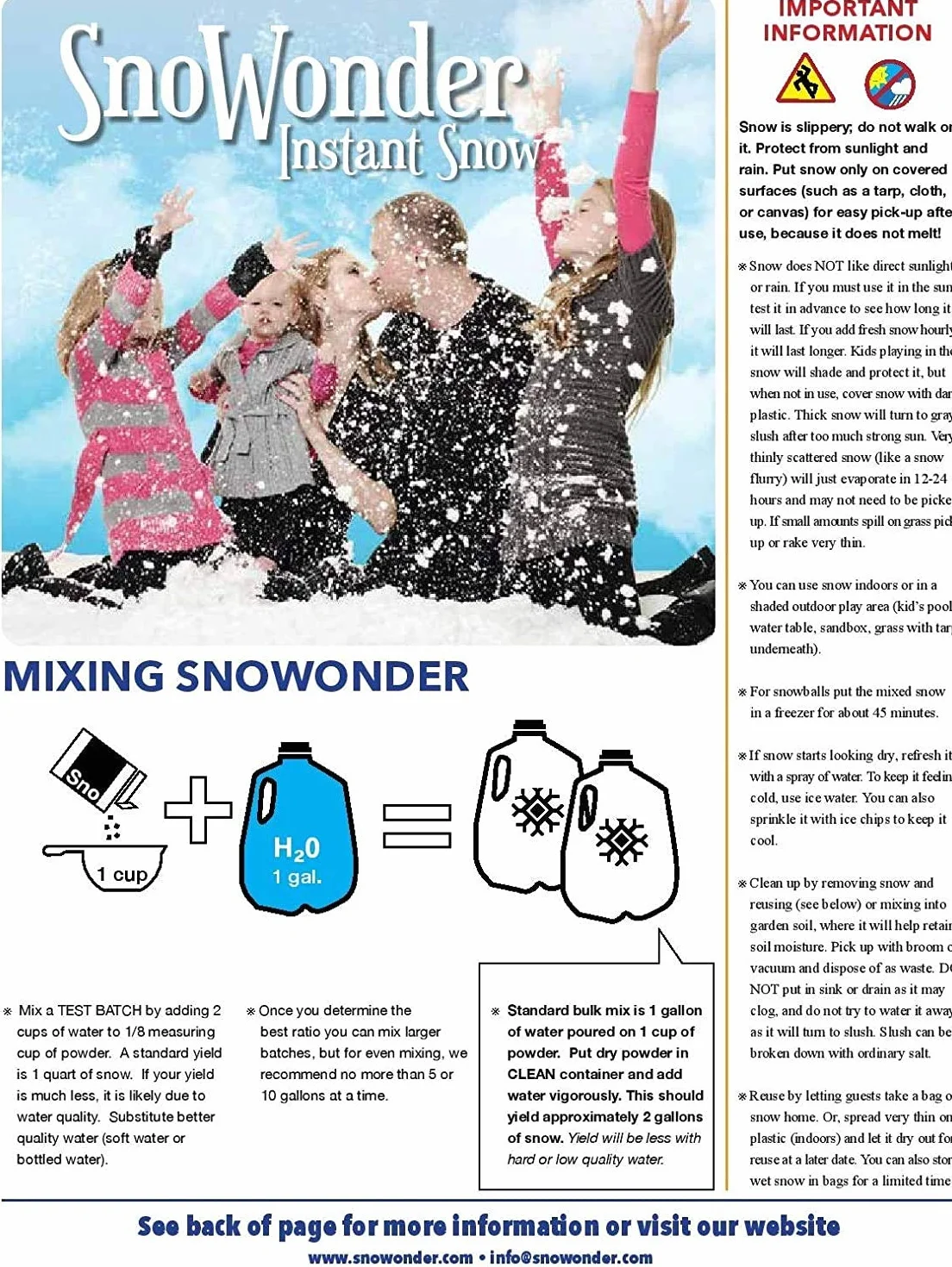 SNOWONDER Natychmiastowy śnieg, sztuczny śnieg, świetnie nadaje się również do robienia chmury