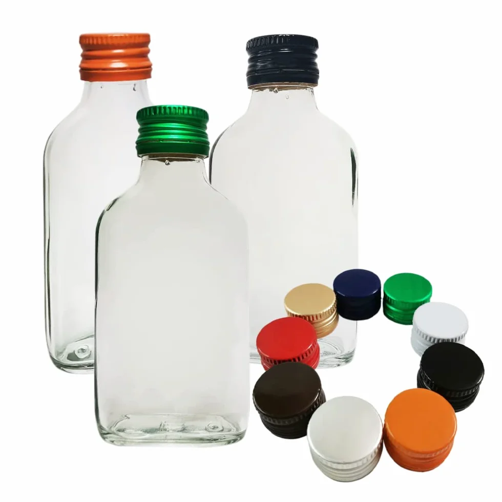 Szklane butelki 100 ml z metalowymi zakrętkami DIAH - zestaw 20 sztuk do oleju, ginu, octu, wódki, wina