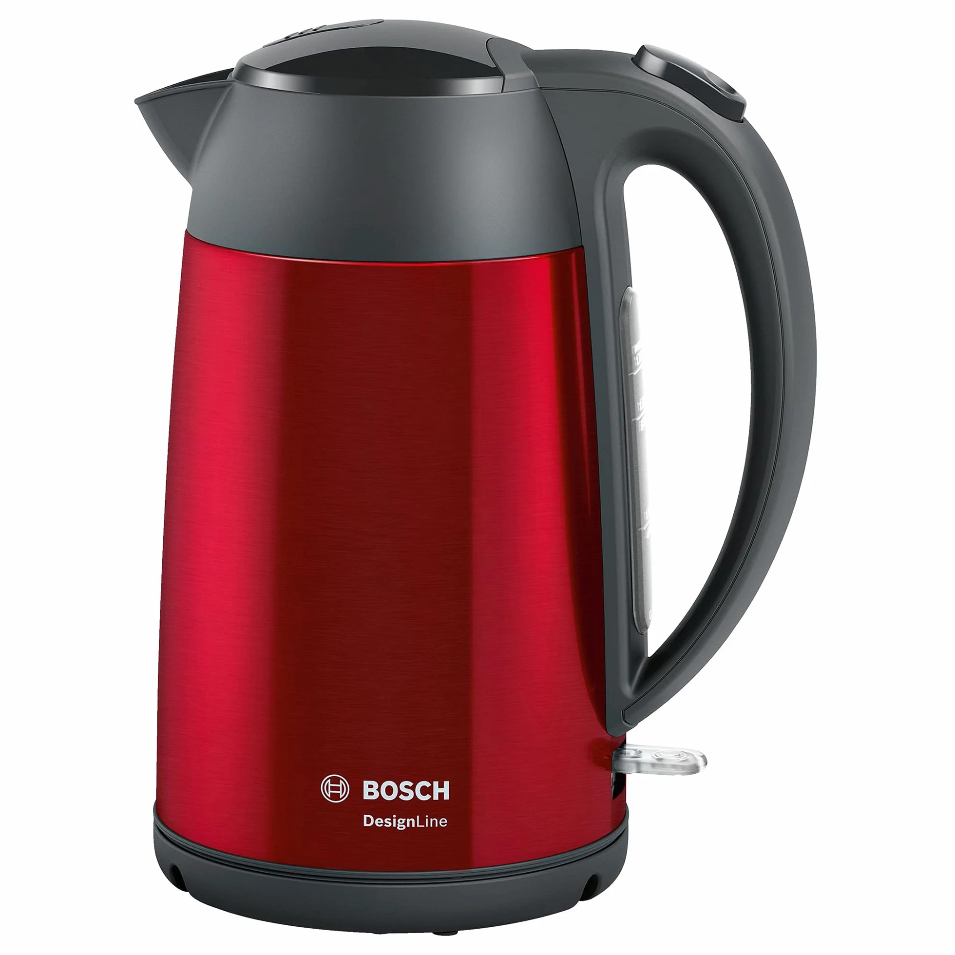 Bosch Hausgeräte TWK3P424 DesignLine Czajnik Elektryczny, 2400 W, 1,7 L, Czerwony/Szary