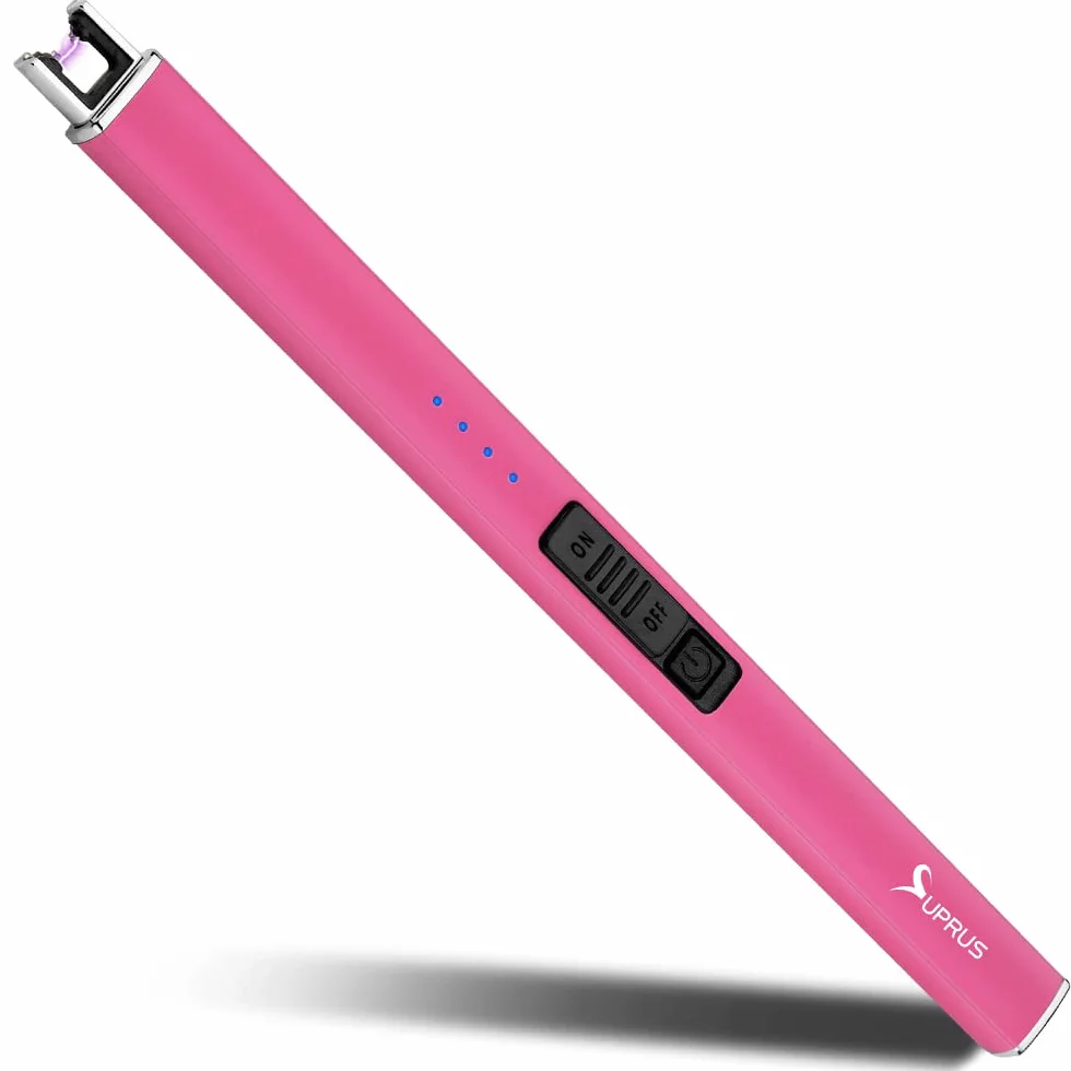 Suprus elektryczna zapalniczka łukowa USB z blokadą zabezpieczającą wiatroodporna bezpłomieniowa różowa