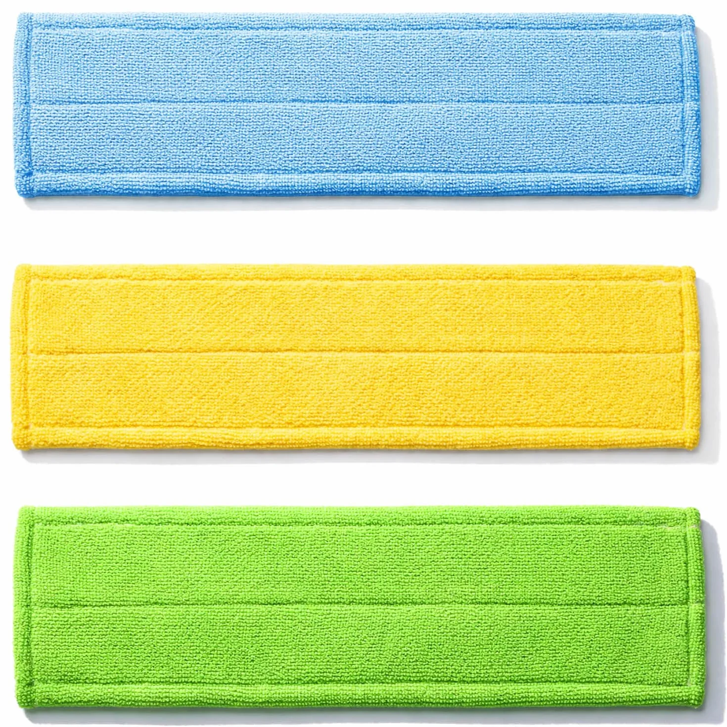 com-four® 3 nakladki z mikrofibry – zapas do mopa podlogowego 39 cm – do wszystkich rodzajów podlóg – pranie w pralce 40 °C (3 sztuki - niebieski/zólty/zielony)