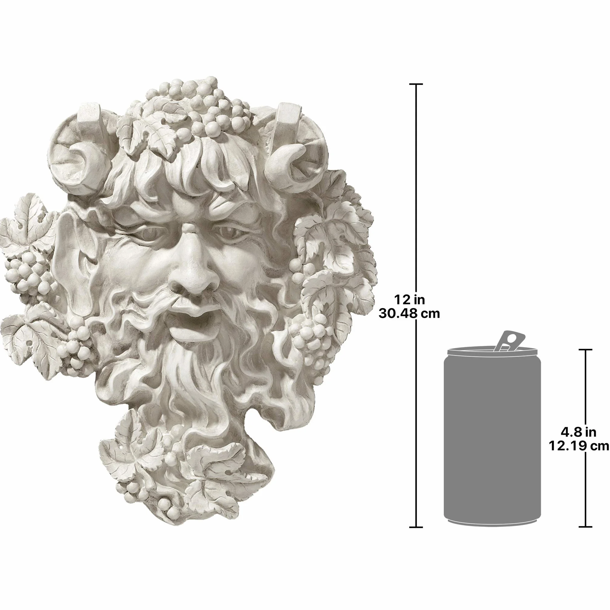 Design Toscano Bachus God of Wine Greenman rzeźba ścienna 30 cm żywica poliestrowa antyczny kamień