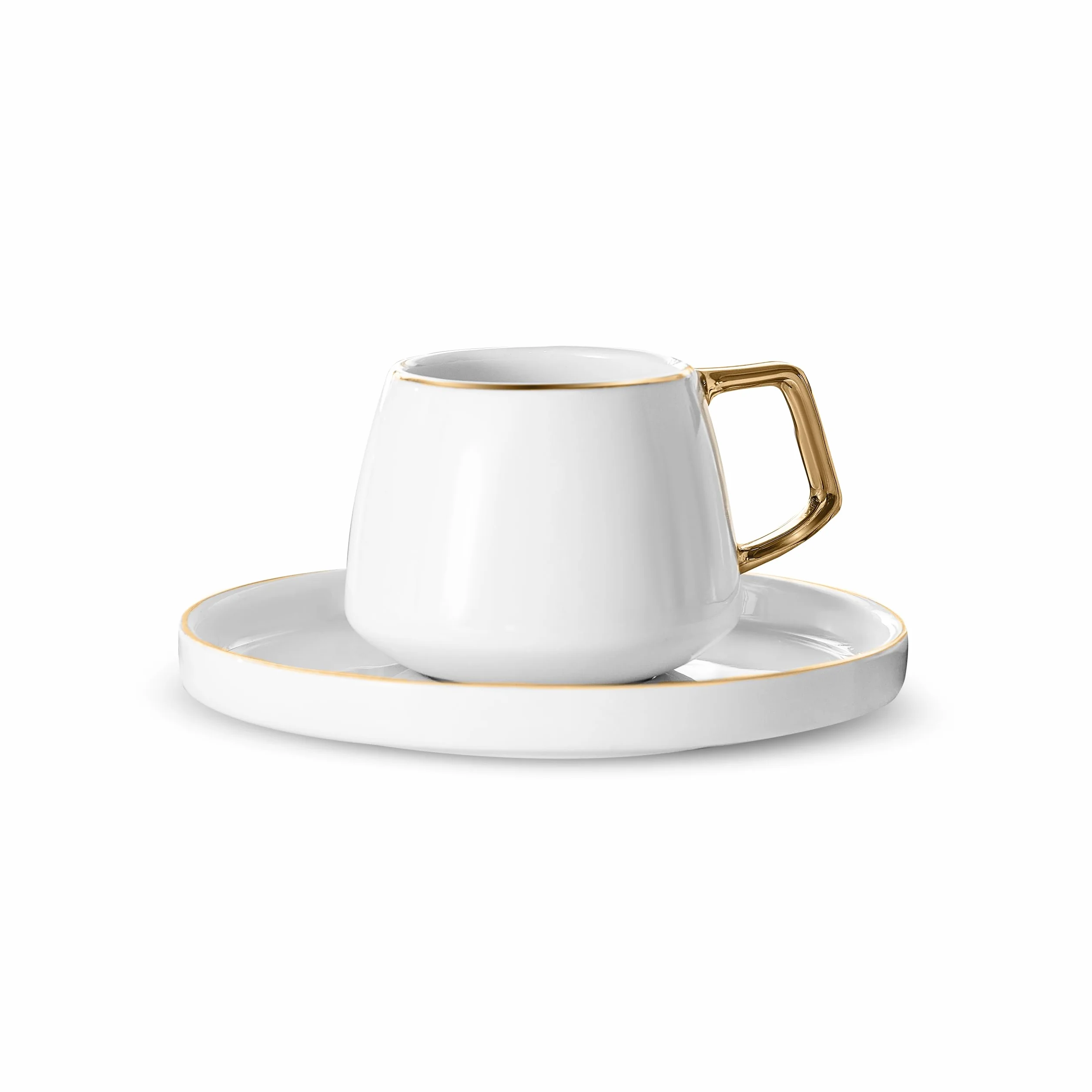 KARACA Saturn Gold turecki zestaw filiżanek do kawy dla 6 osób, 12-częściowy kubek do espresso ze spodkami, mały porcelanowy nowoczesny zestaw do serwowania greckiej, arabskiej kawy (100 ml)