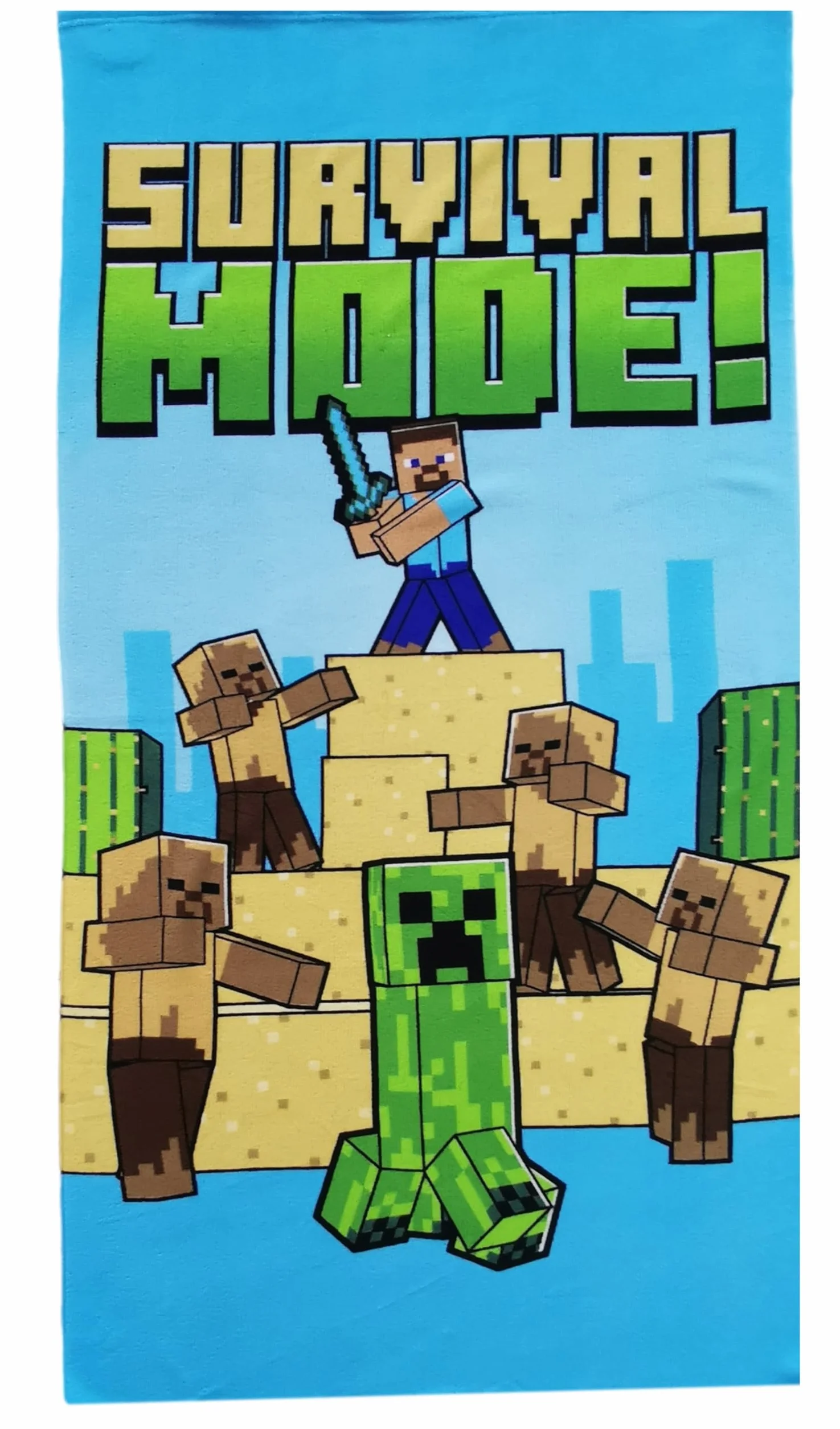 Minecraft Survival Ręcznik Kąpielowy Dziecięcy 70x140 cm Poliester Szybkoschnący
