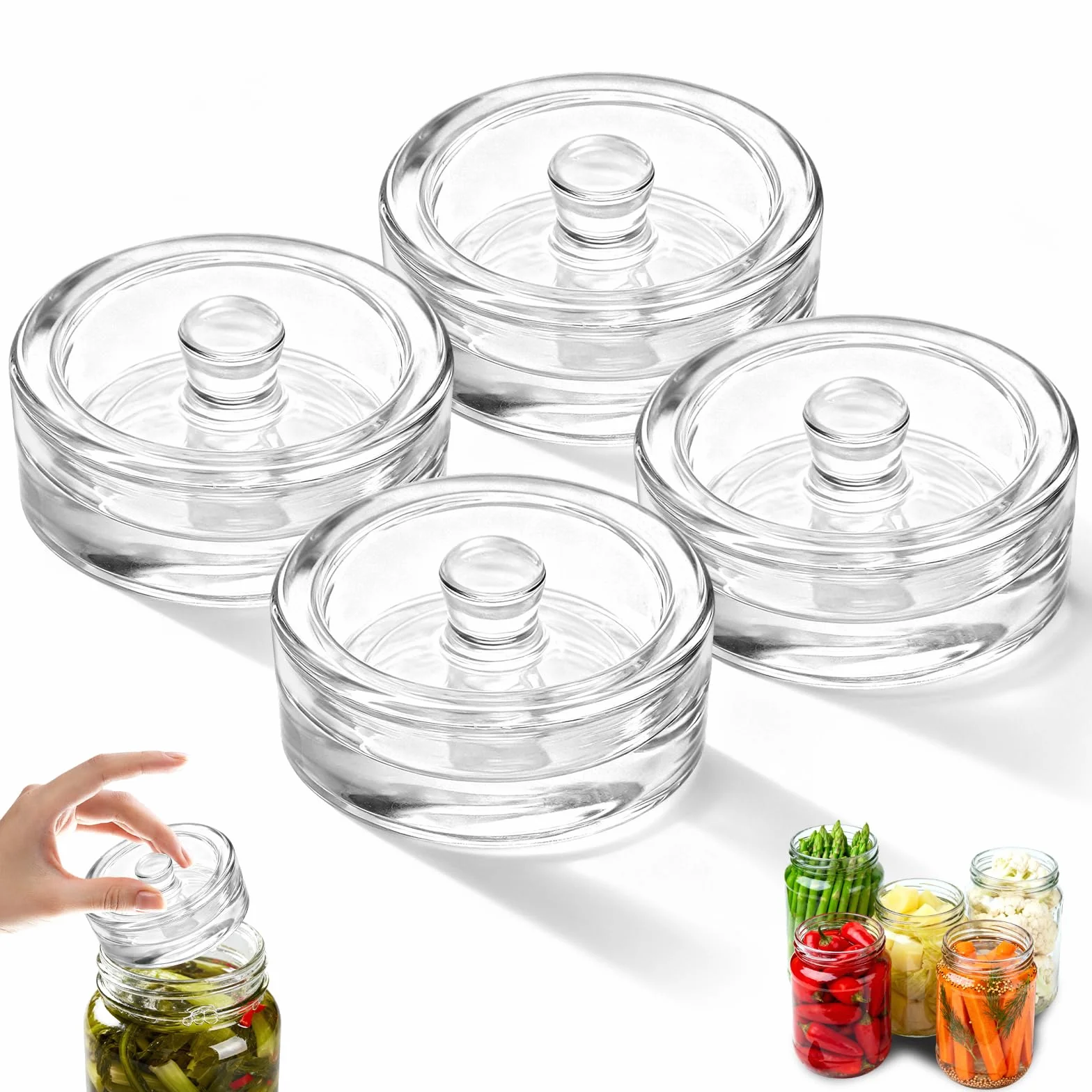 4 sztuki wag fermentacyjnych, szklanych wag do fermentacji (Ø 7 cm), waga fermentacyjna, akcesoria do fermentacji, nadaje się do fermentacji ogórków kwaszonek, kapusty kiszonej itp.