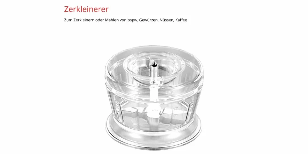ESGE 5050 magiczna różdżka, akcesoria do wszystkich czarodziejskich różdżek ESGE do miksowania, rozdrabniania i mielenia, krajalnica do warzyw i cebuli, nie zawiera BPA, przezroczysta