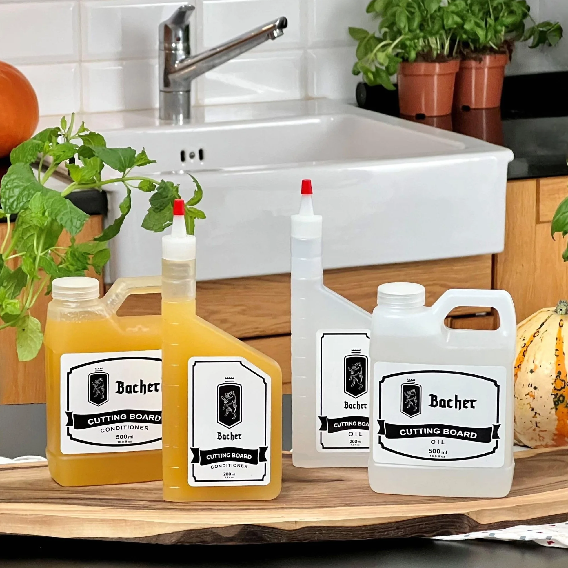 BACHER Olej do Desek do Krojenia - Jakość spożywcza - Naturalna Pielęgnacja Bloków Rzeźniczych, Drewnianych Blatów Kuchennych – 200 ml