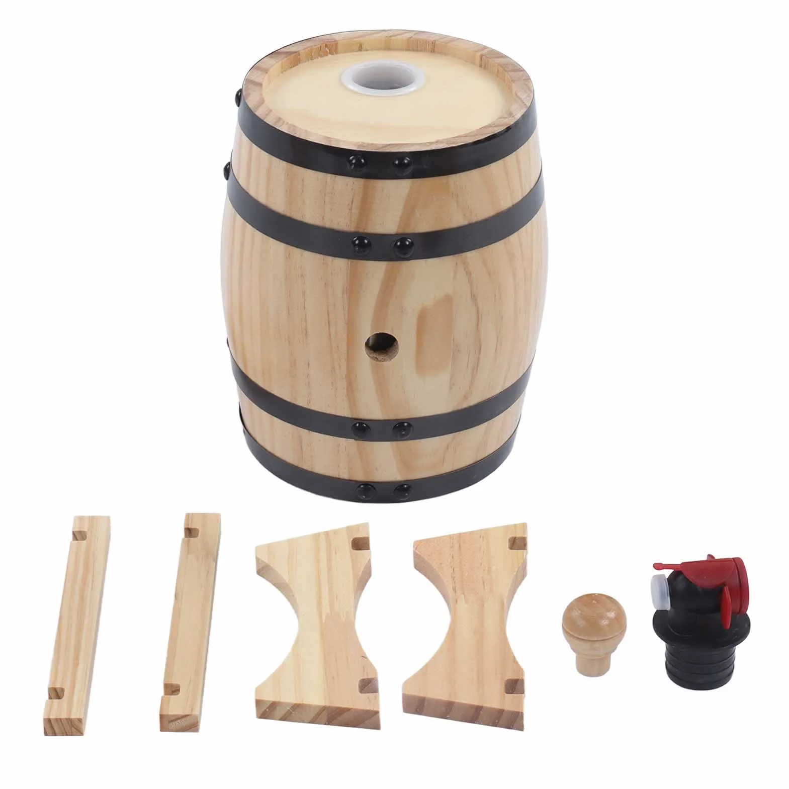 Beczka dębowa, drewno sosnowe, beczka na wino z kozłem i kranem, beczki na wino, do domu, warzonej sosny, beczki na wino, drewniane beczki na piwo do baru, cateringu, grilla (1 l)