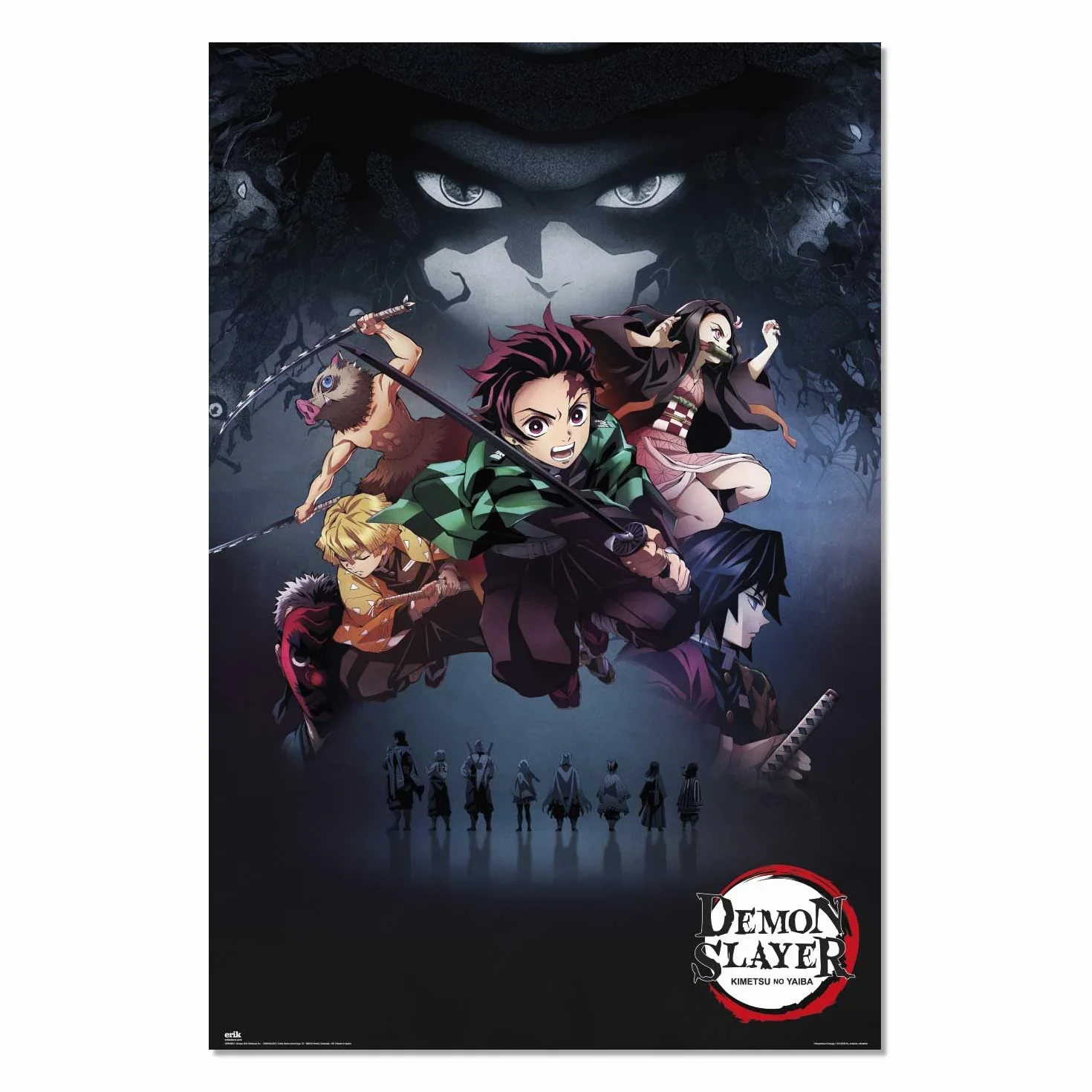 Grupo Erik: Plakat Demon Slayer - Kimetsu no yaiba | Plakat na ścianę anime 61 x 91,5 cm Błyszczący papier plakat ścienny oprawiony w ramkę, dekoracja domu, manga anime gadżet