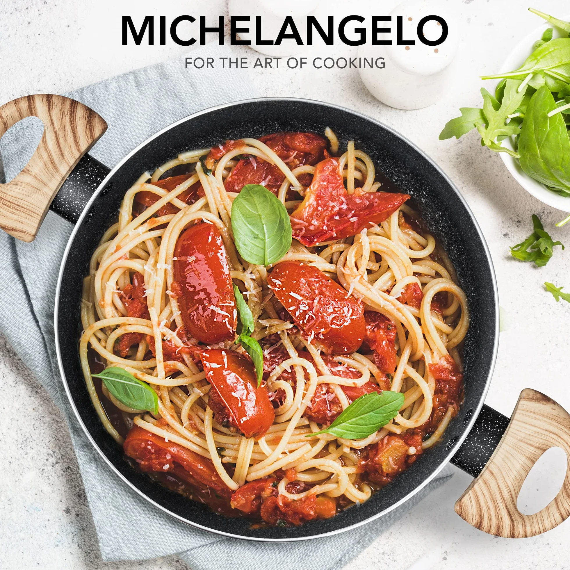 MICHELANGELO Garnek 24 cm z pokrywką 5 l granitowy nieprzywierający indukcyjny