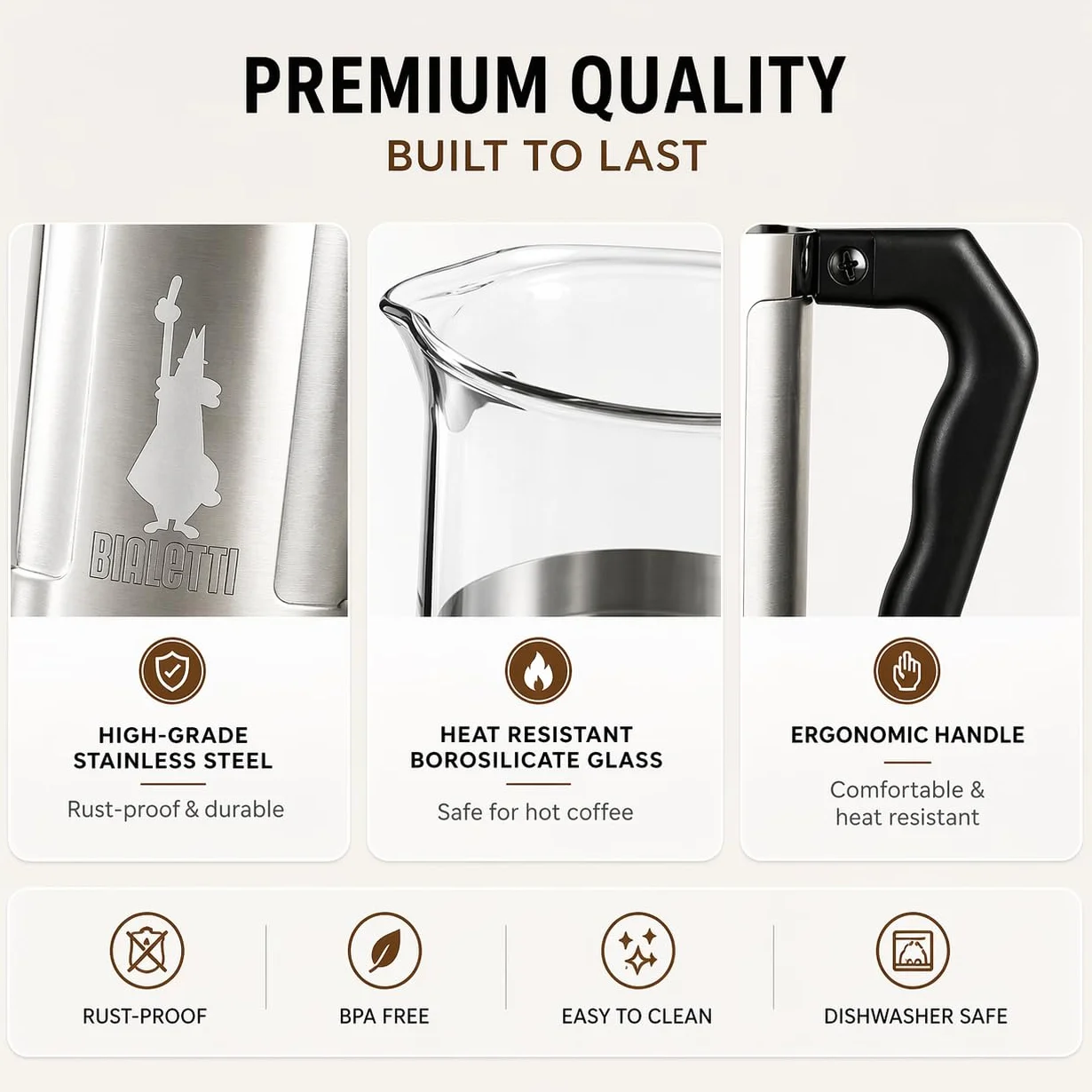 Bialetti Zaparzacz do Kawy, Czarny/Srebrny, 1 l