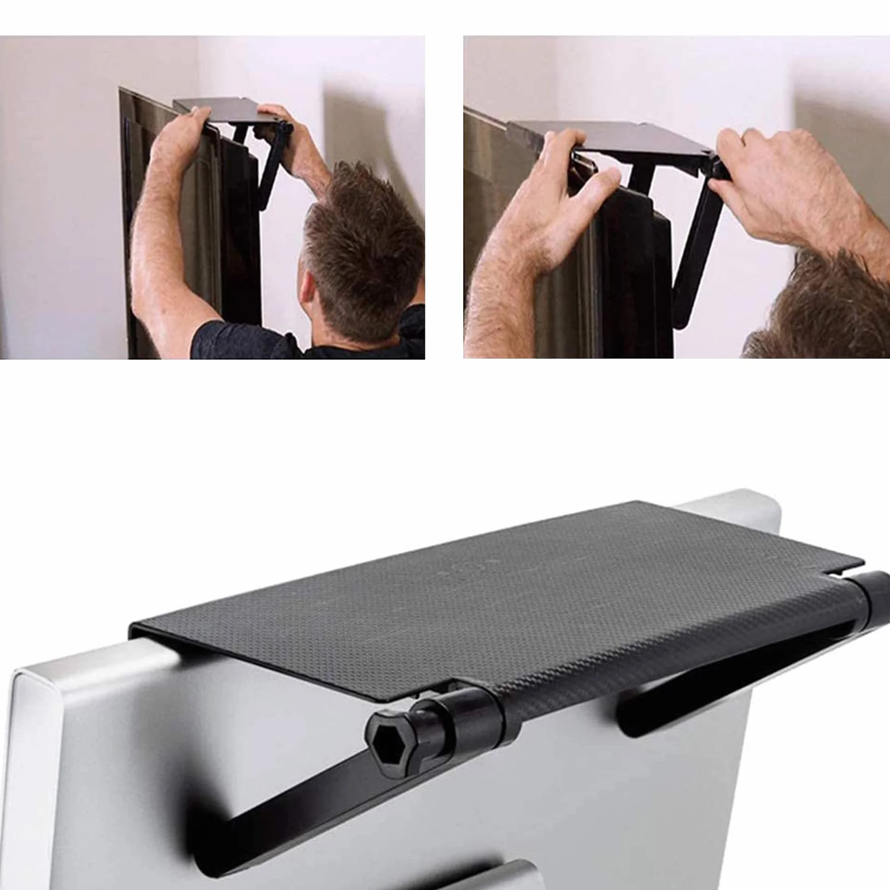 Retoo Regulowana Półka na Monitor Telewizor Stojak na Telefon 35x16,5x2 cm Czarny