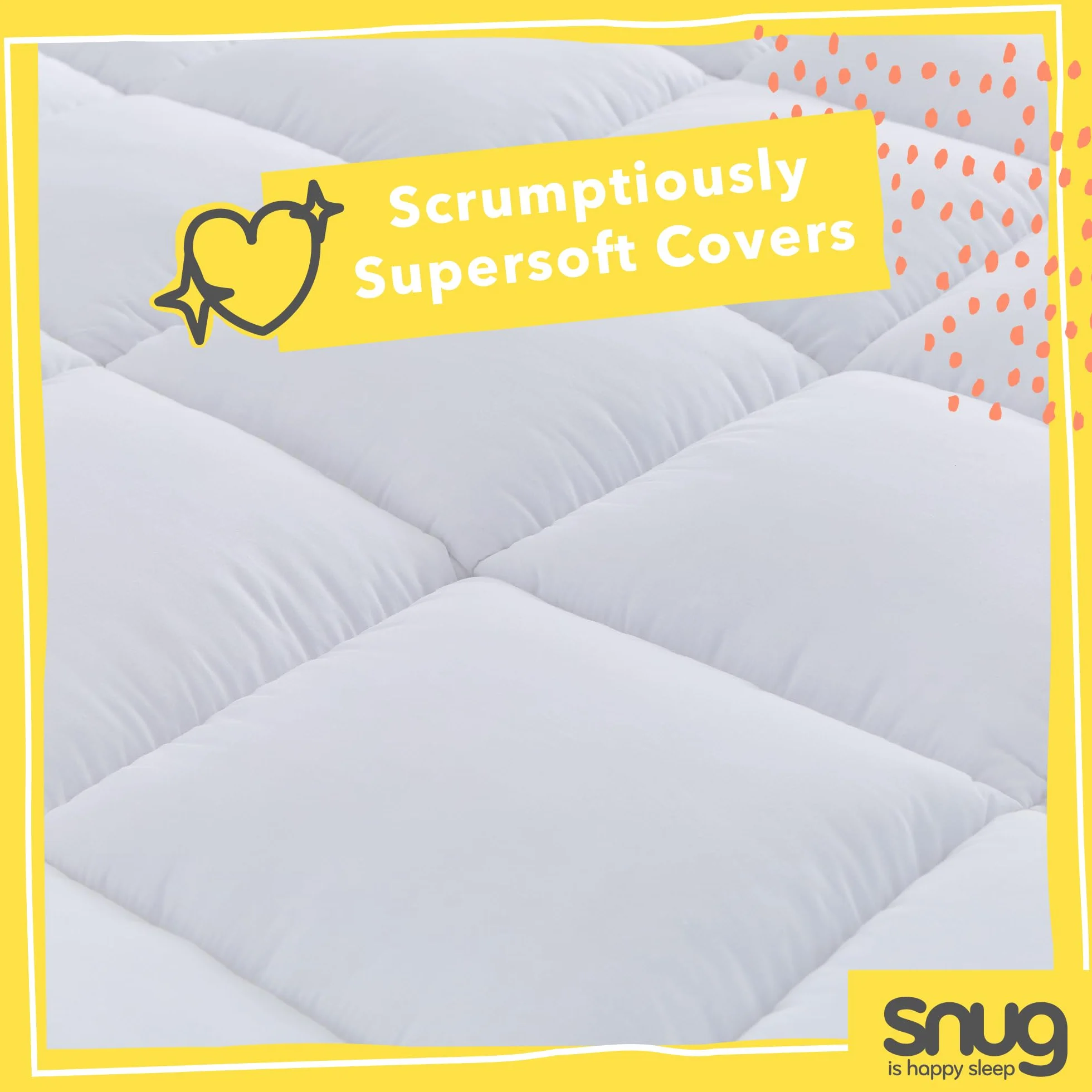 Snug Deeply Dreamy nakładka na materac na łóżko podwójne, 10 cm, 10 cm, bardzo gruby wzmacniacz materaca z elastycznymi paskami, pikowany, wygodny, super miękki, hipoalergiczny, można prać w pralce,