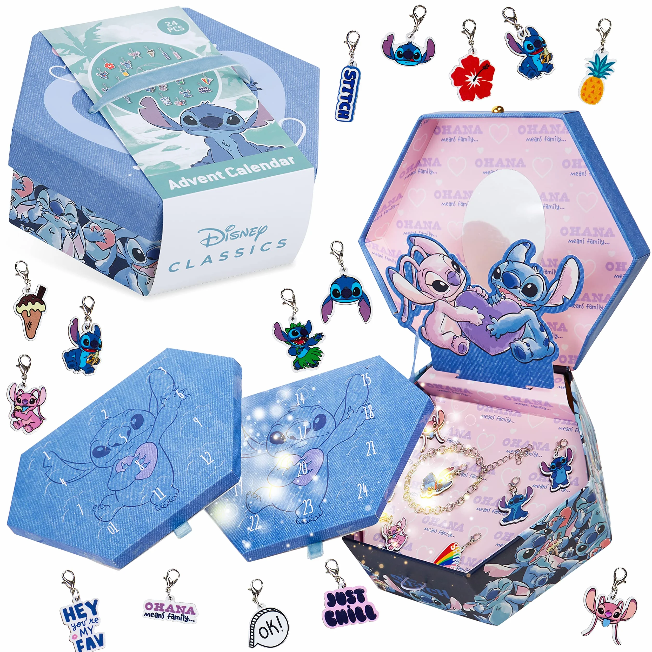 Disney Kalendarz adwentowy 2024 Charm Bransoletka Biżuteria ściegowa dla dziewczynek