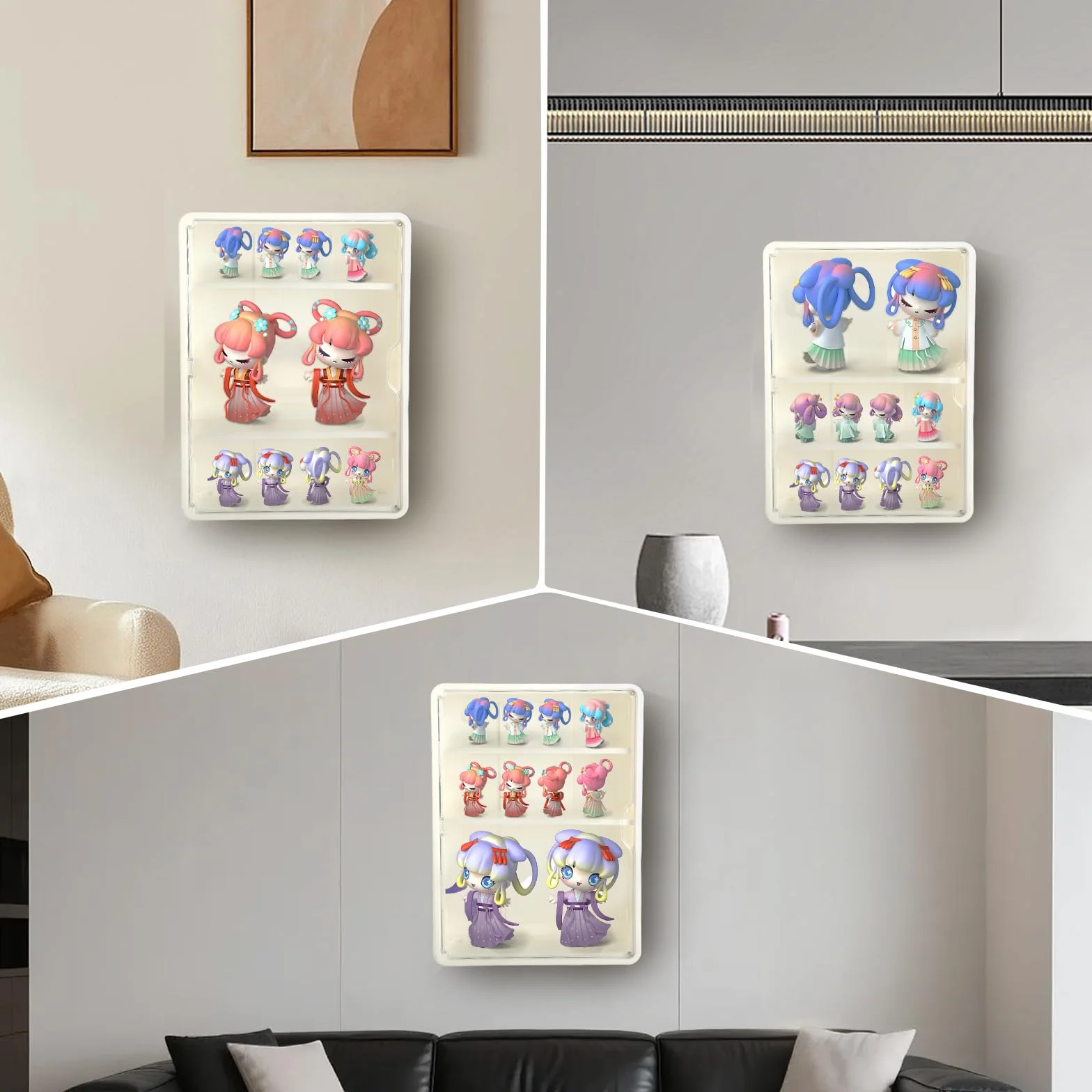 Akrylowa wystawa ścienna 40 x 9,5 x 30 cm przezroczysta z magnetycznymi drzwiami ekspozycja kolekcjonerska