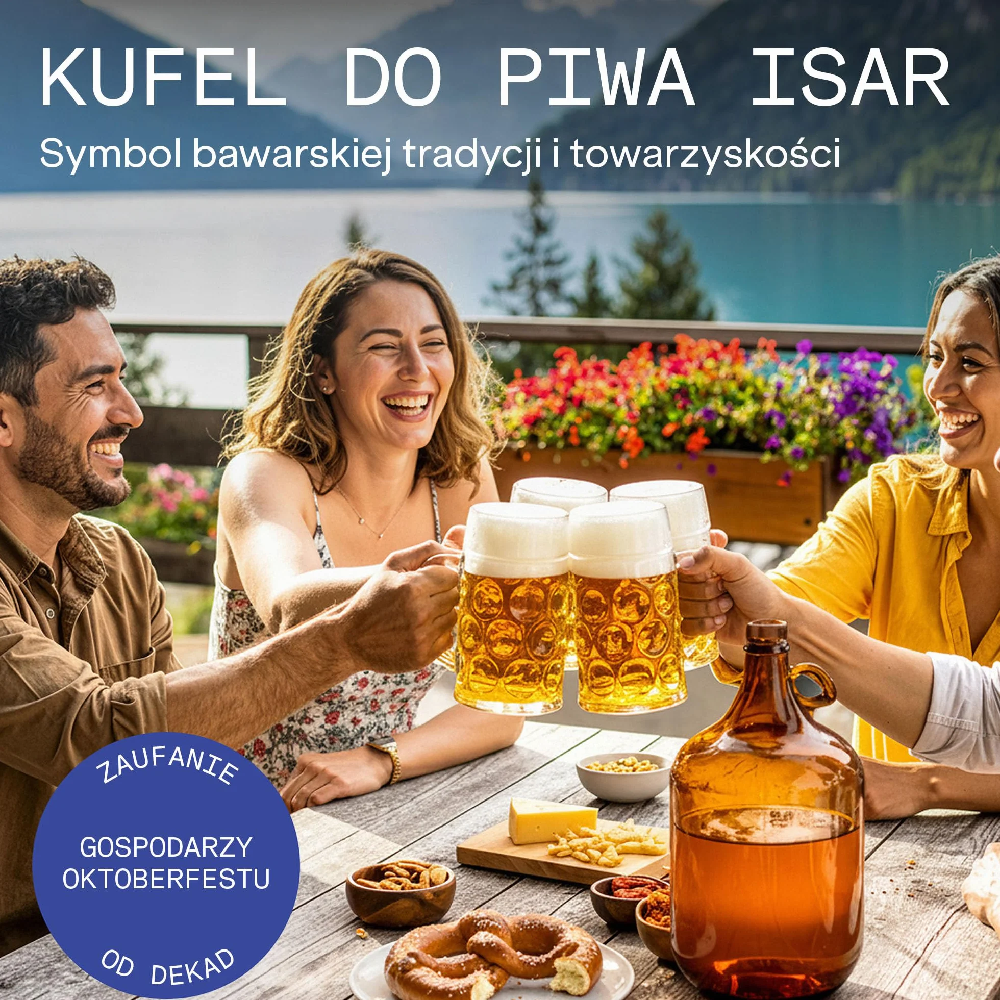 Niemiecki kufel do piwa 126,5 ml z linią na 1 l, 6 sztuk