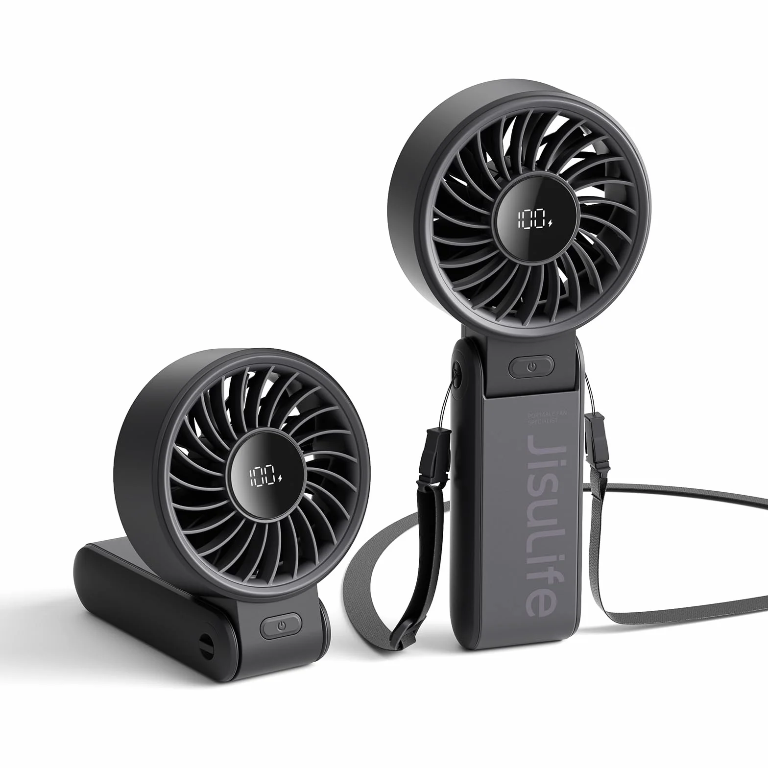 JISULIFE Ręczny wentylator 3w1 składany 5000 mAh LED 5-biegowy