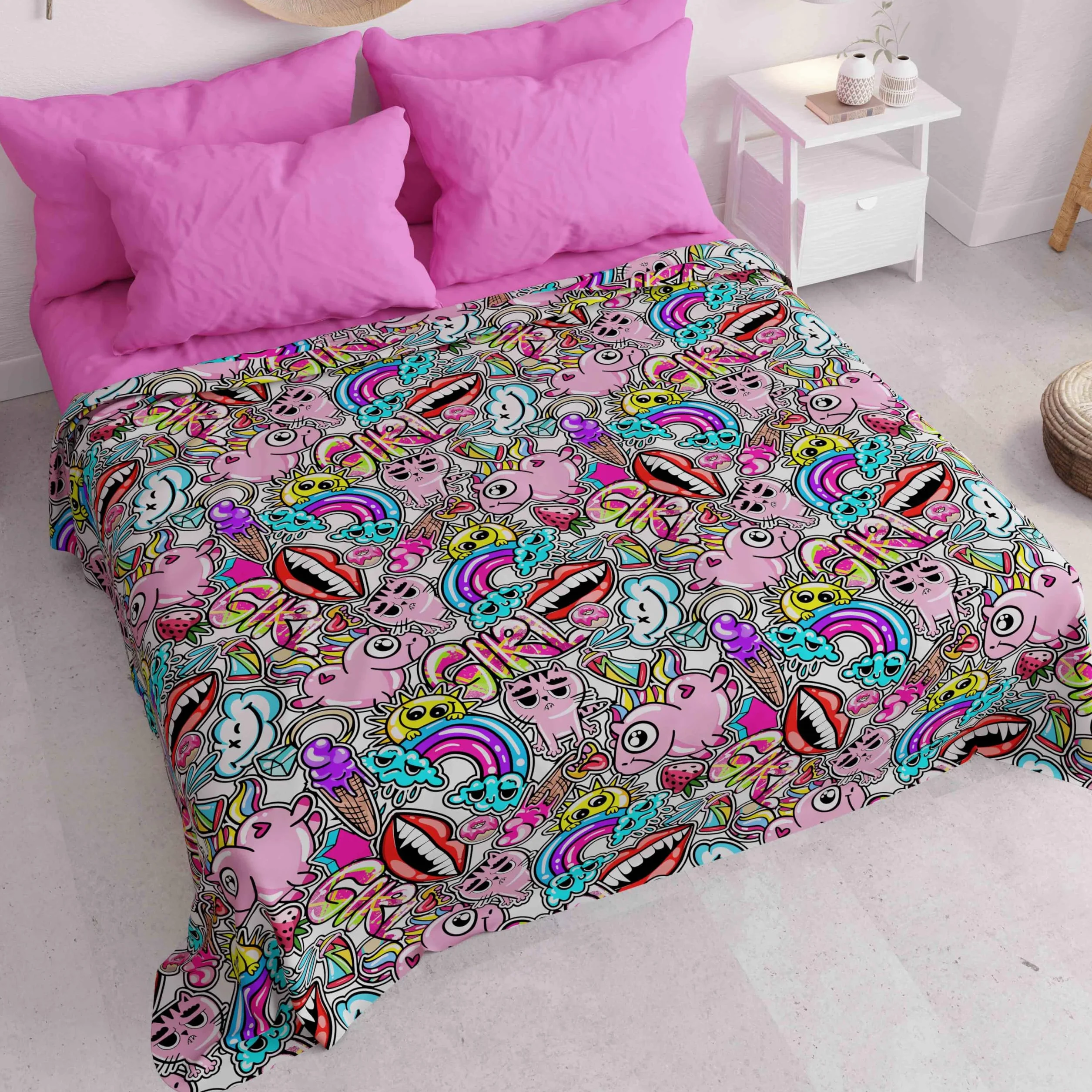 PETTI Artigiani Italiani Koc 165x260 cm Lekki Jednoosobowy Motyw Malowidła 100% Włochy