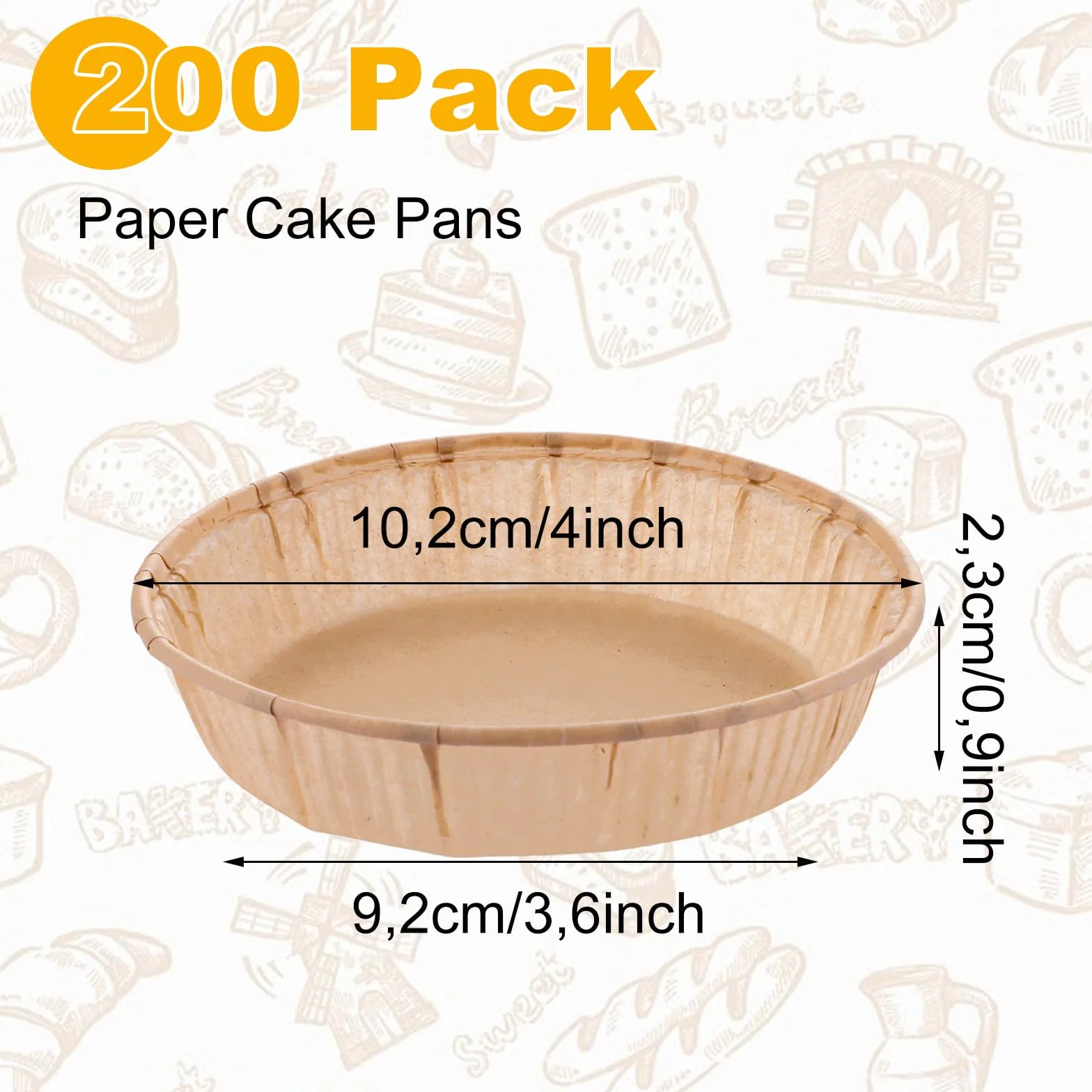 200 sztuk foremek do torteletów, 10 cm, małe foremki do muffinek, papierowe foremki do tarta, do pieczenia, mini muffinek, do puddingu