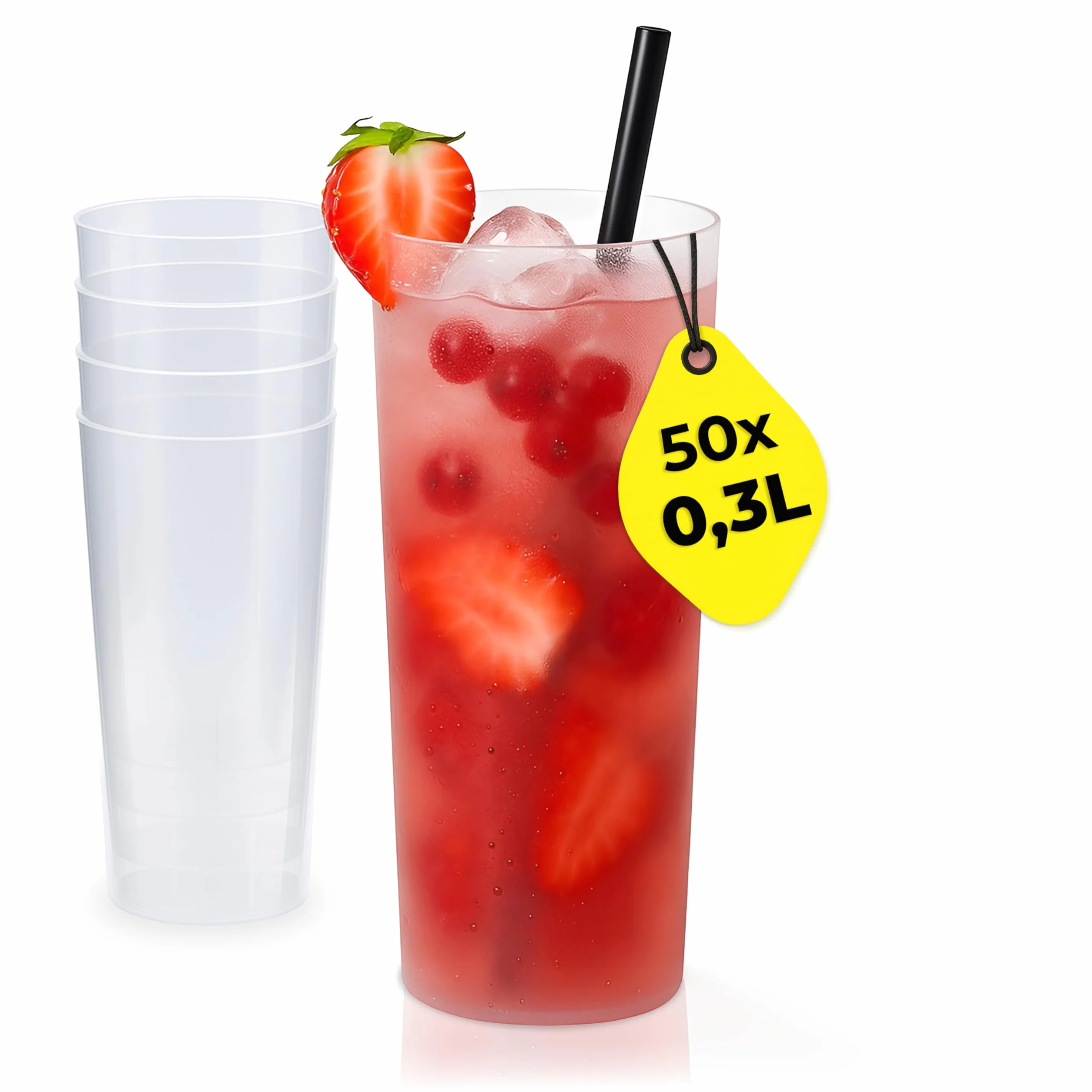 Kubek do long drinków 0,3 l, wielokrotnego użytku, BPA-free, z podziałką, zmywarka
