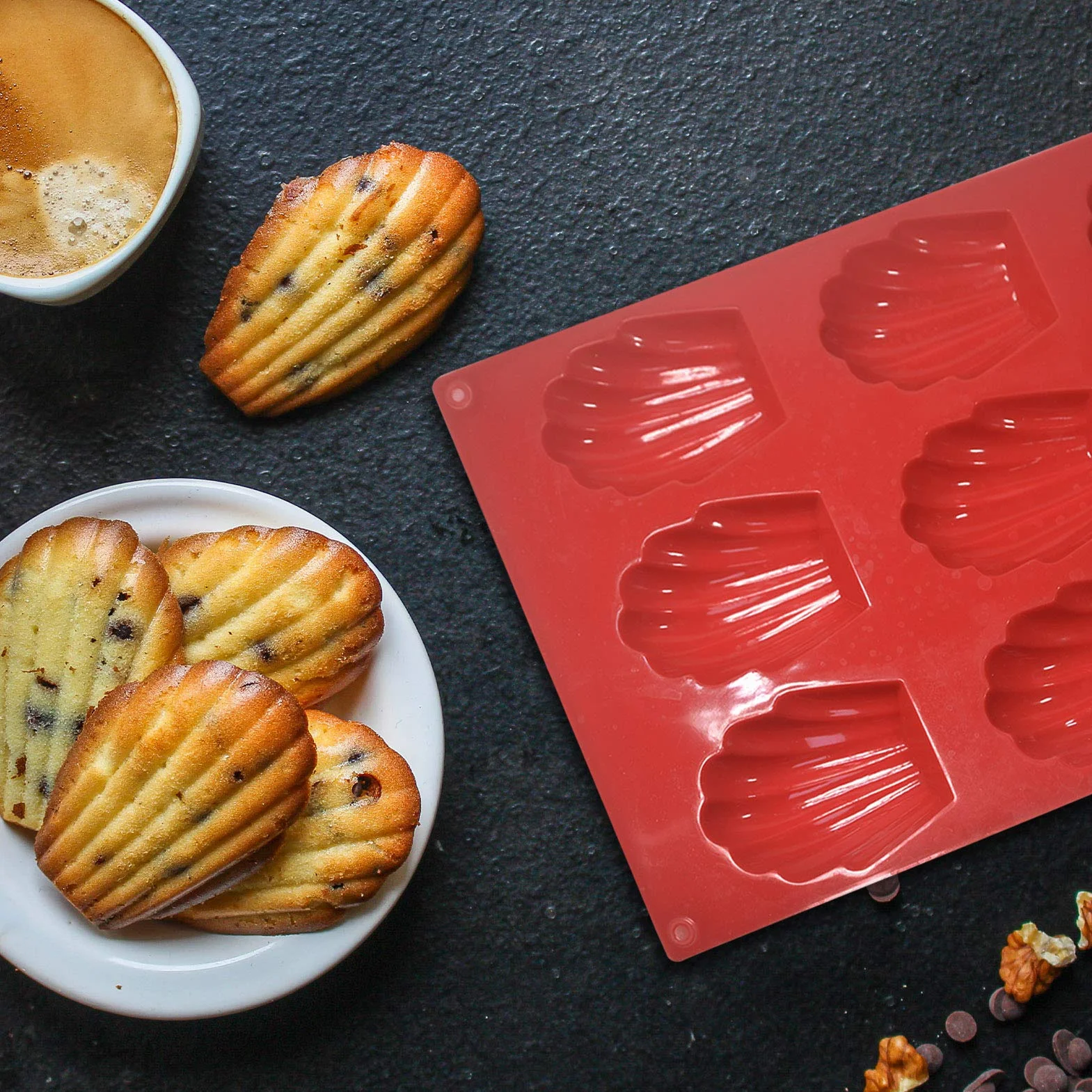 Silikonowa blacha do pieczenia Madeleines 2 szt. 9 wnęk, nieprzywierająca
