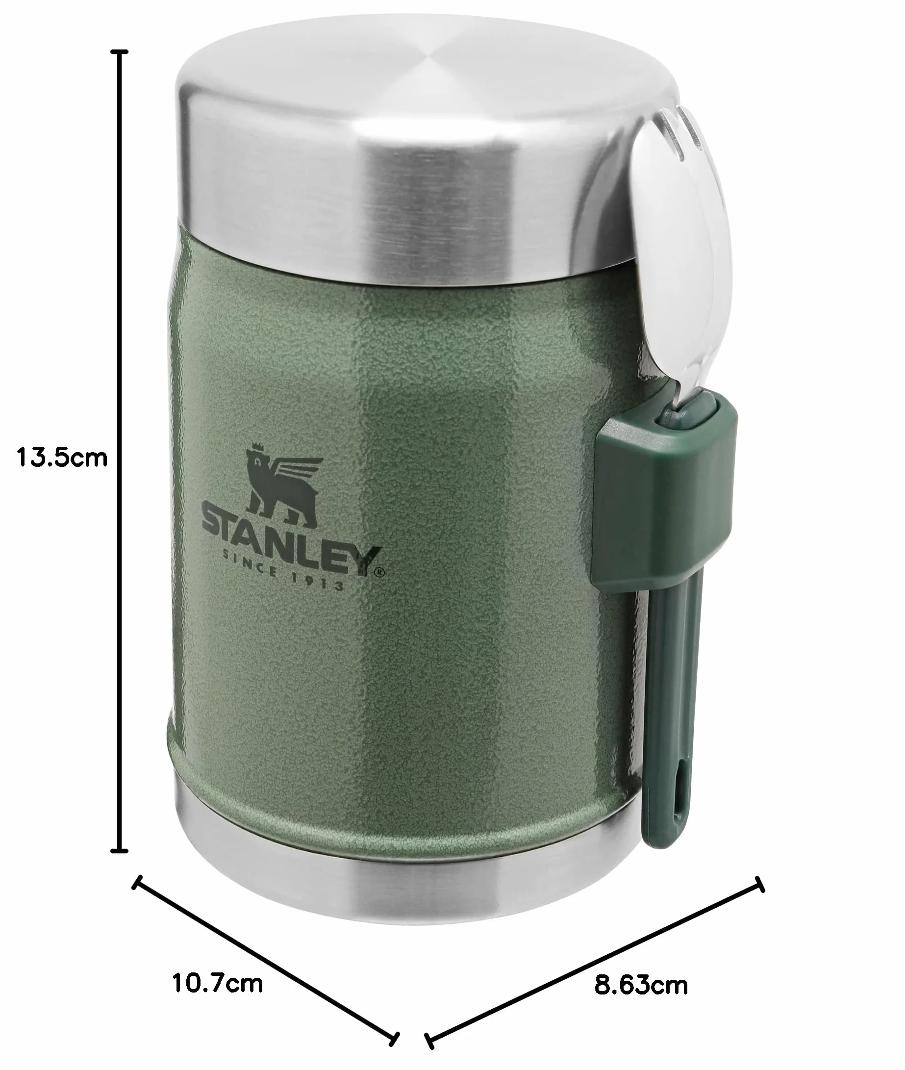 Stanley 1913 Classic Legendary Food Jar 0.4L with spork - Termos do żywności ze Stali Nierdzewnej Bez BPA - Utrzymuje zimno lub ciepło przez 7 godzin - Do Mycia w Zmywarce