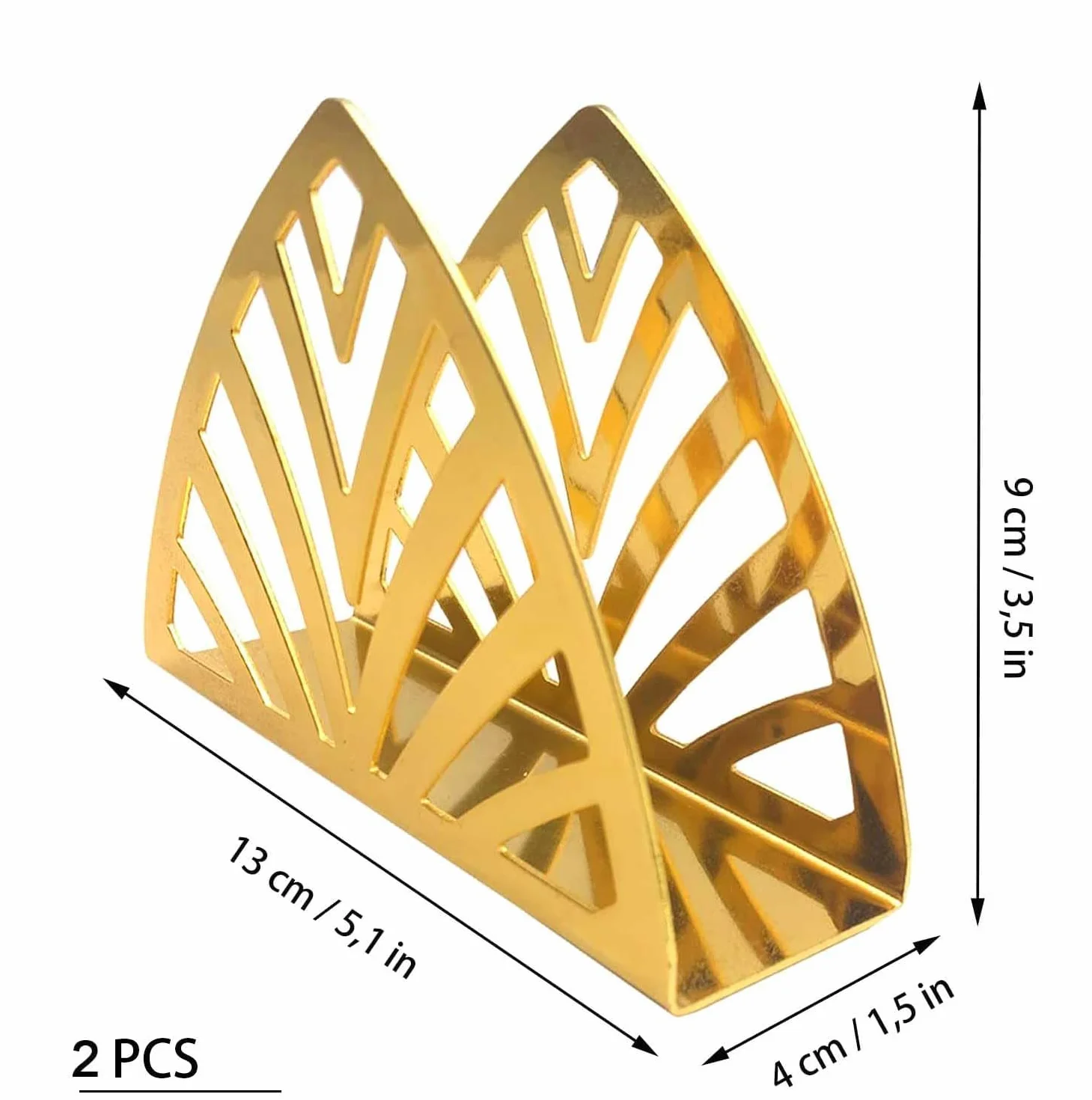 Napkin Holder, Simplicity Stainless, dozownik na chusteczki do blatów kuchennych, stalowy trójkąt, tablice obiadowe, złoty, 2 sztuki
